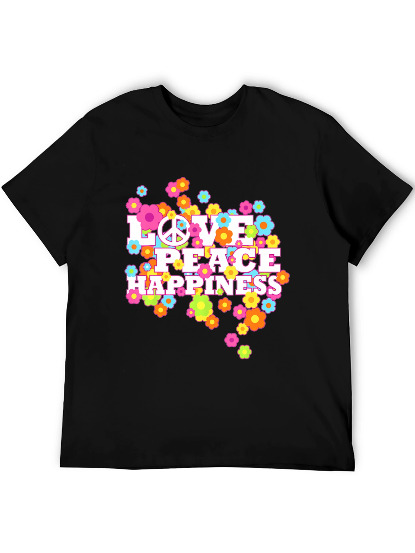 Love Peace Happiness Graphic Tee - Retro Style