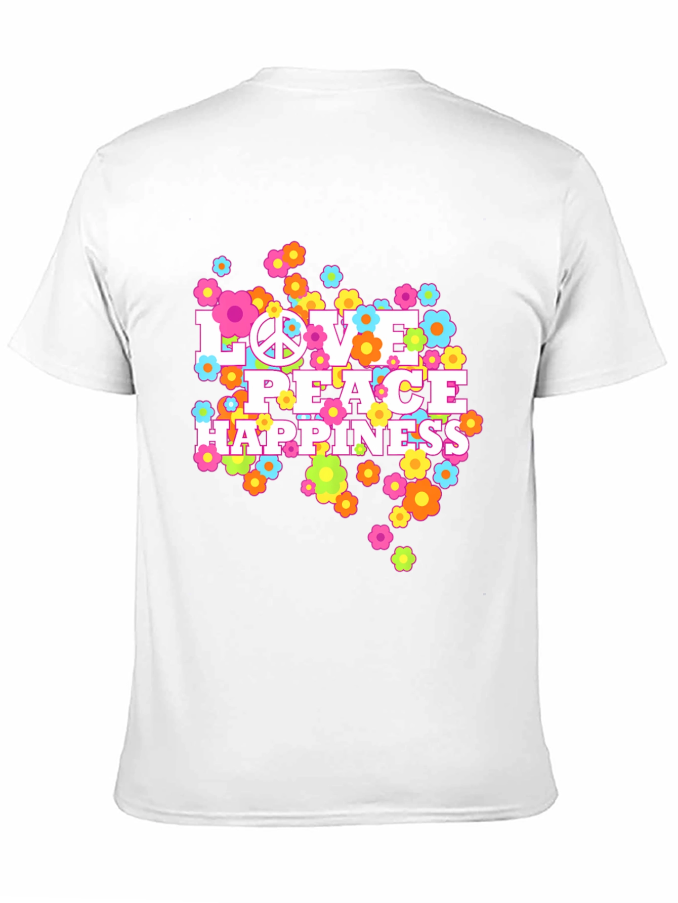 Love Peace Happiness Graphic Tee - Retro Style