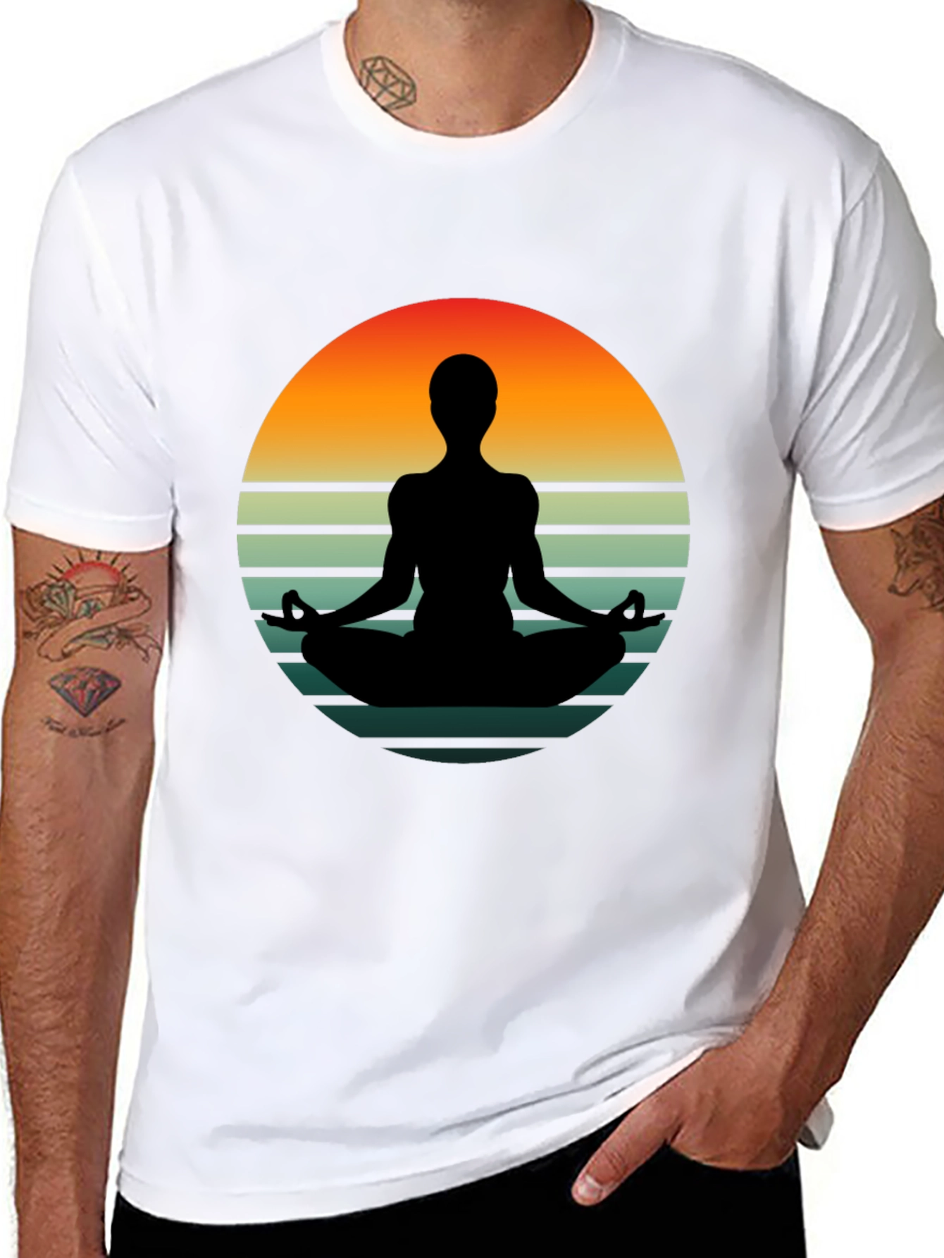 Yoga Silhouette Sunset Graphic T-Shirt