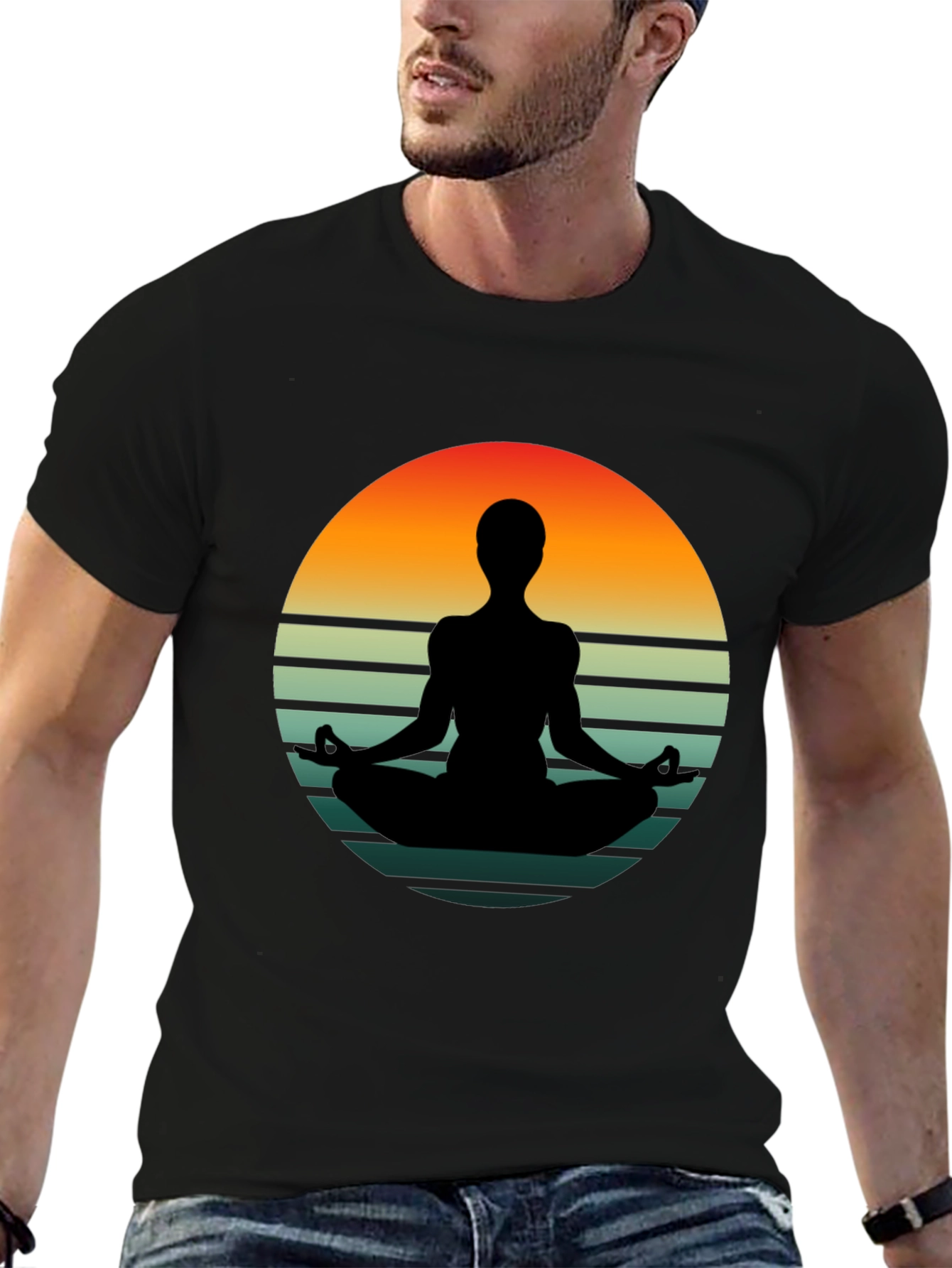Yoga Silhouette Sunset Graphic T-Shirt