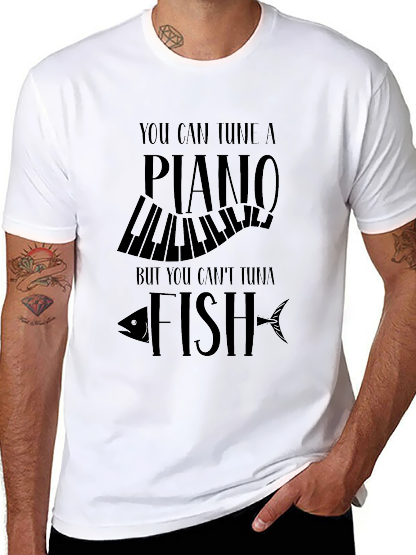 Tune A Piano Tuna Fish Funny Graphic T-Shirt