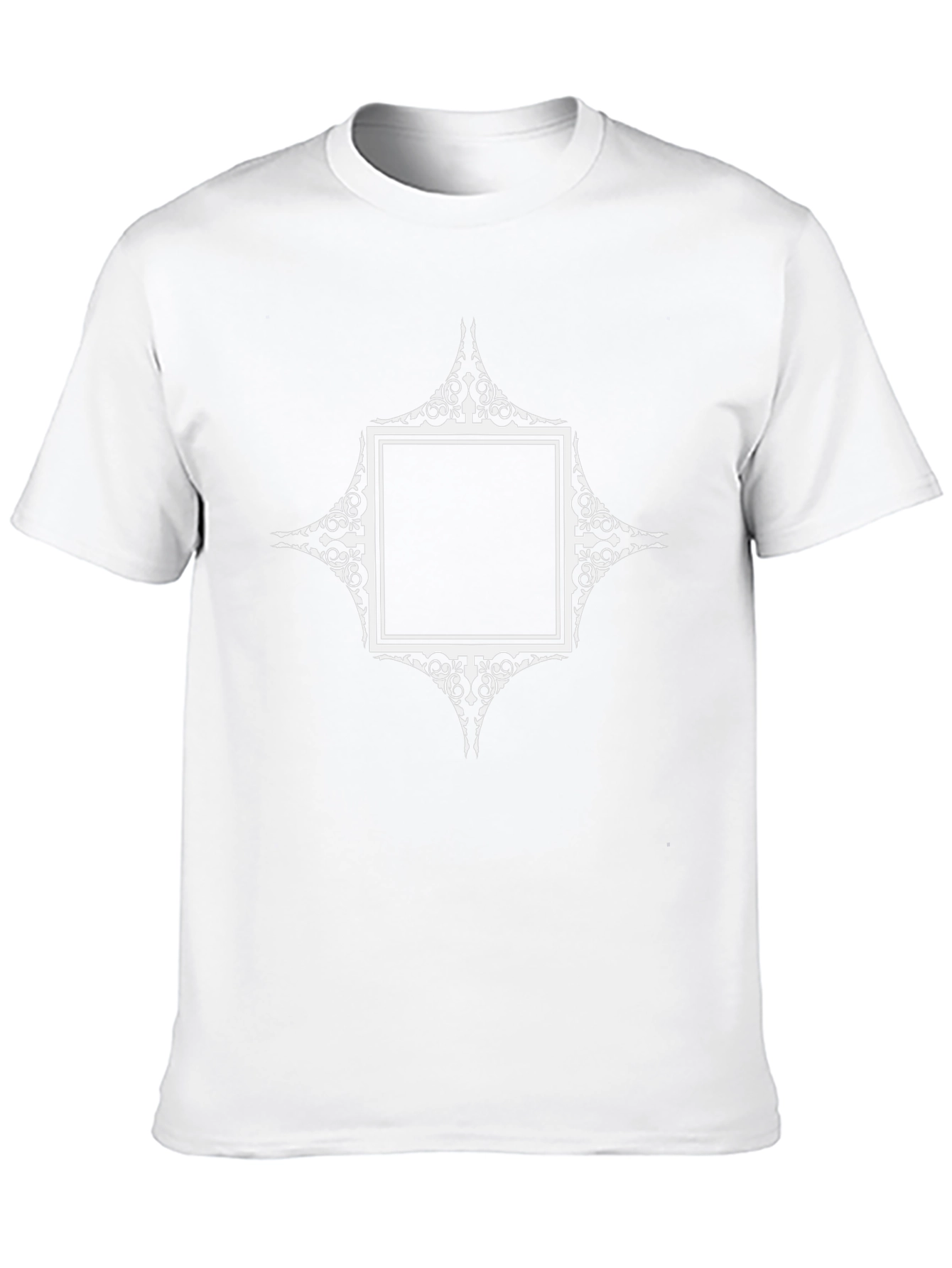 Black T-Shirt with Ornate Square Graphic Design