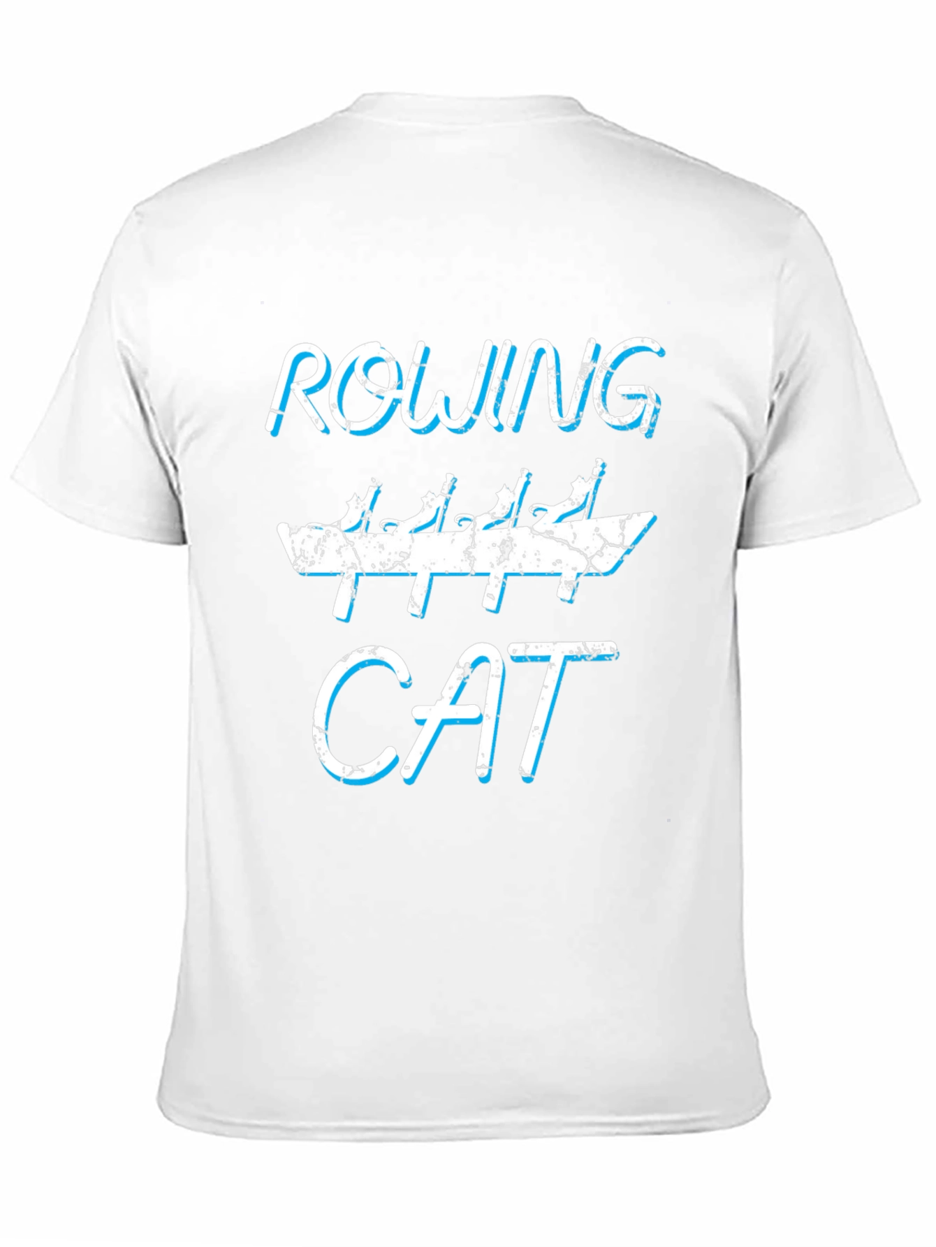 Rowing Cat Graphic Tee - Funny Black Cotton T-Shirt