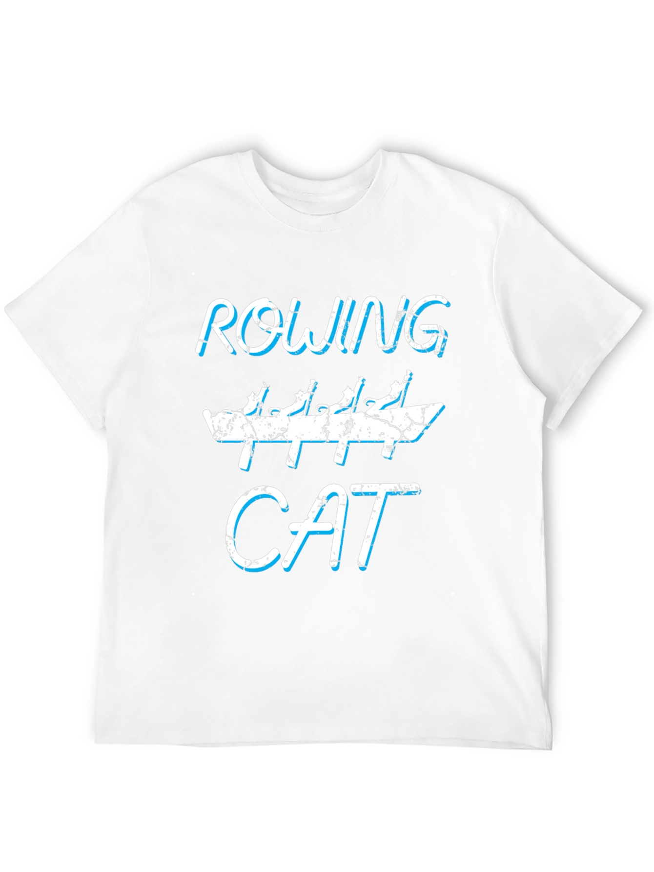 Rowing Cat Graphic Tee - Funny Black Cotton T-Shirt