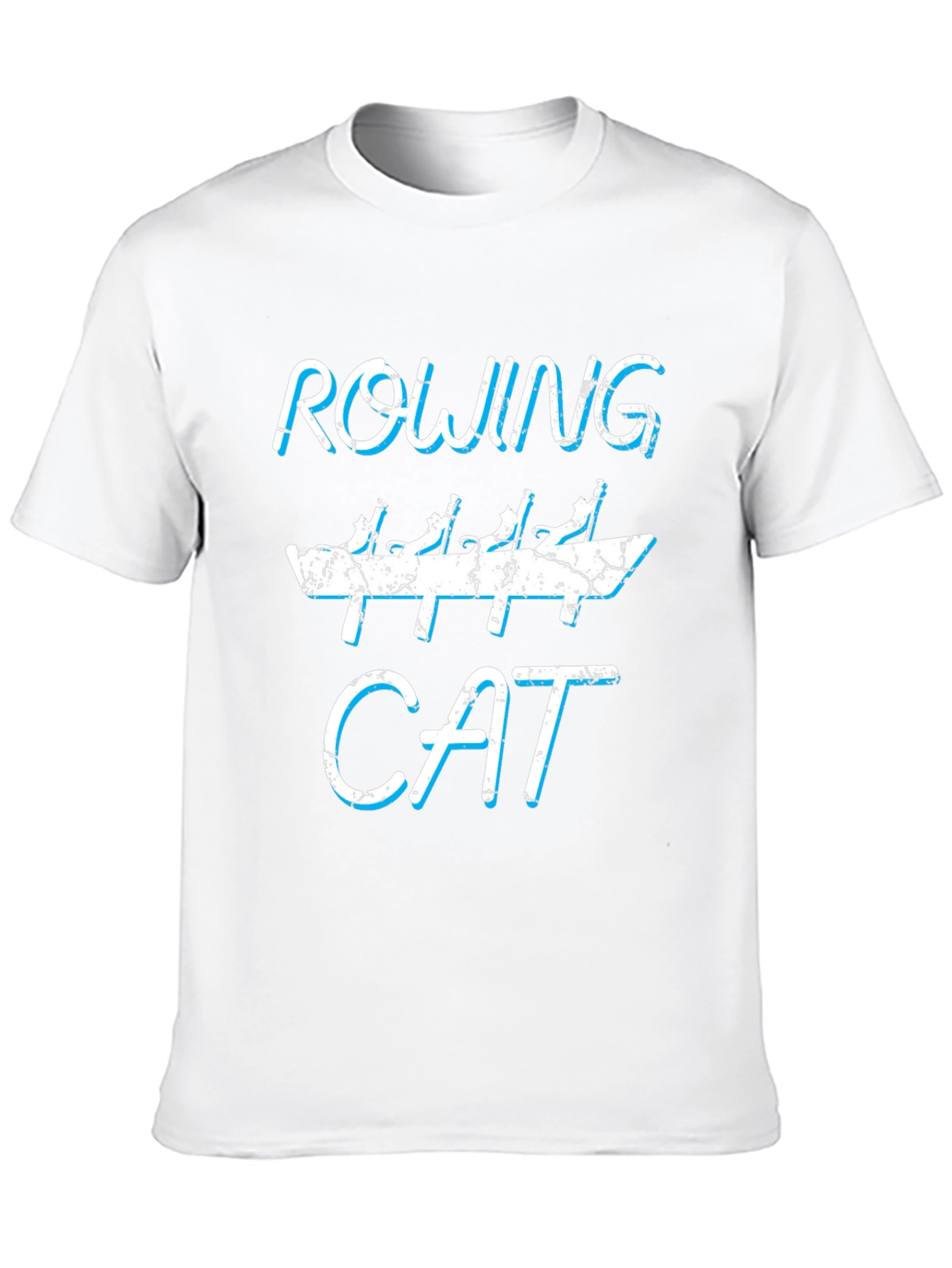 Rowing Cat Graphic Tee - Funny Black Cotton T-Shirt