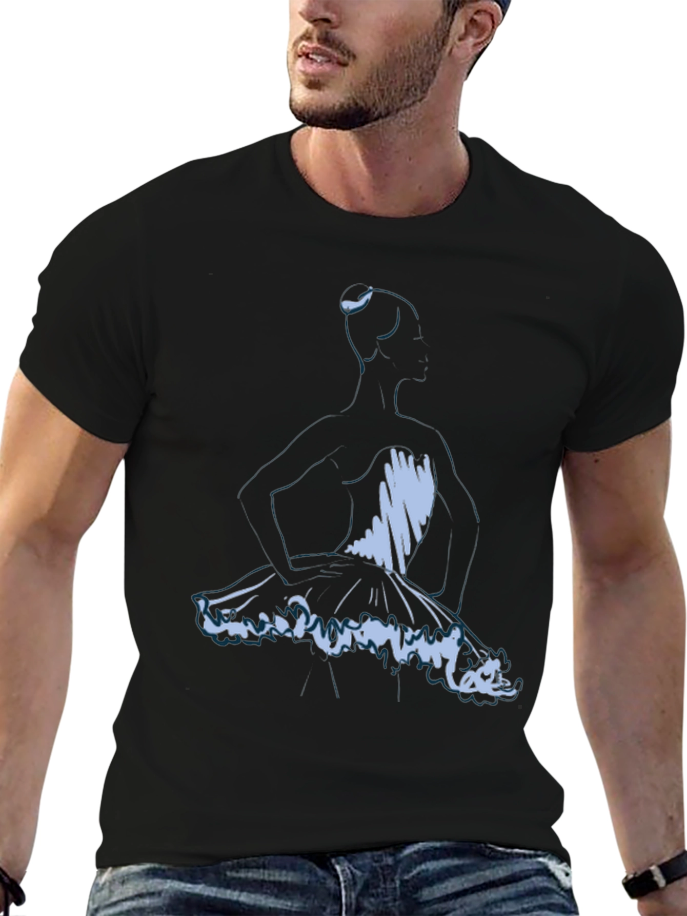 Ballerina Sketch Graphic Tee - Soft Black T-Shirt