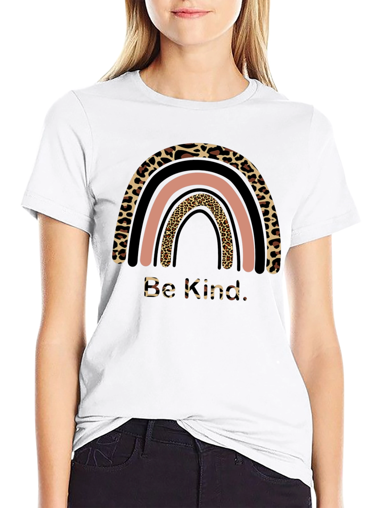 Be Kind Leopard Rainbow Graphic Tee