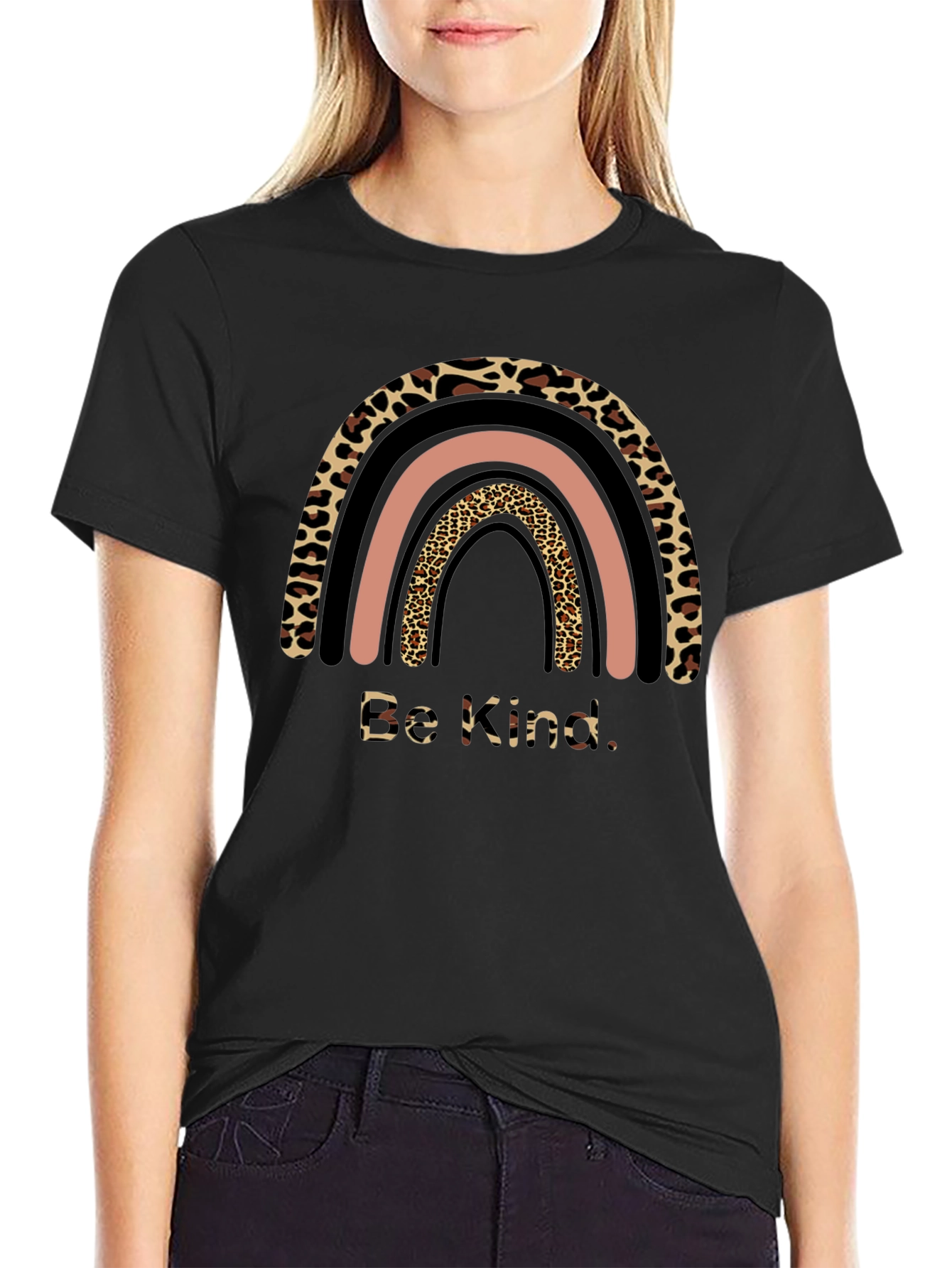 Be Kind Leopard Rainbow Graphic Tee