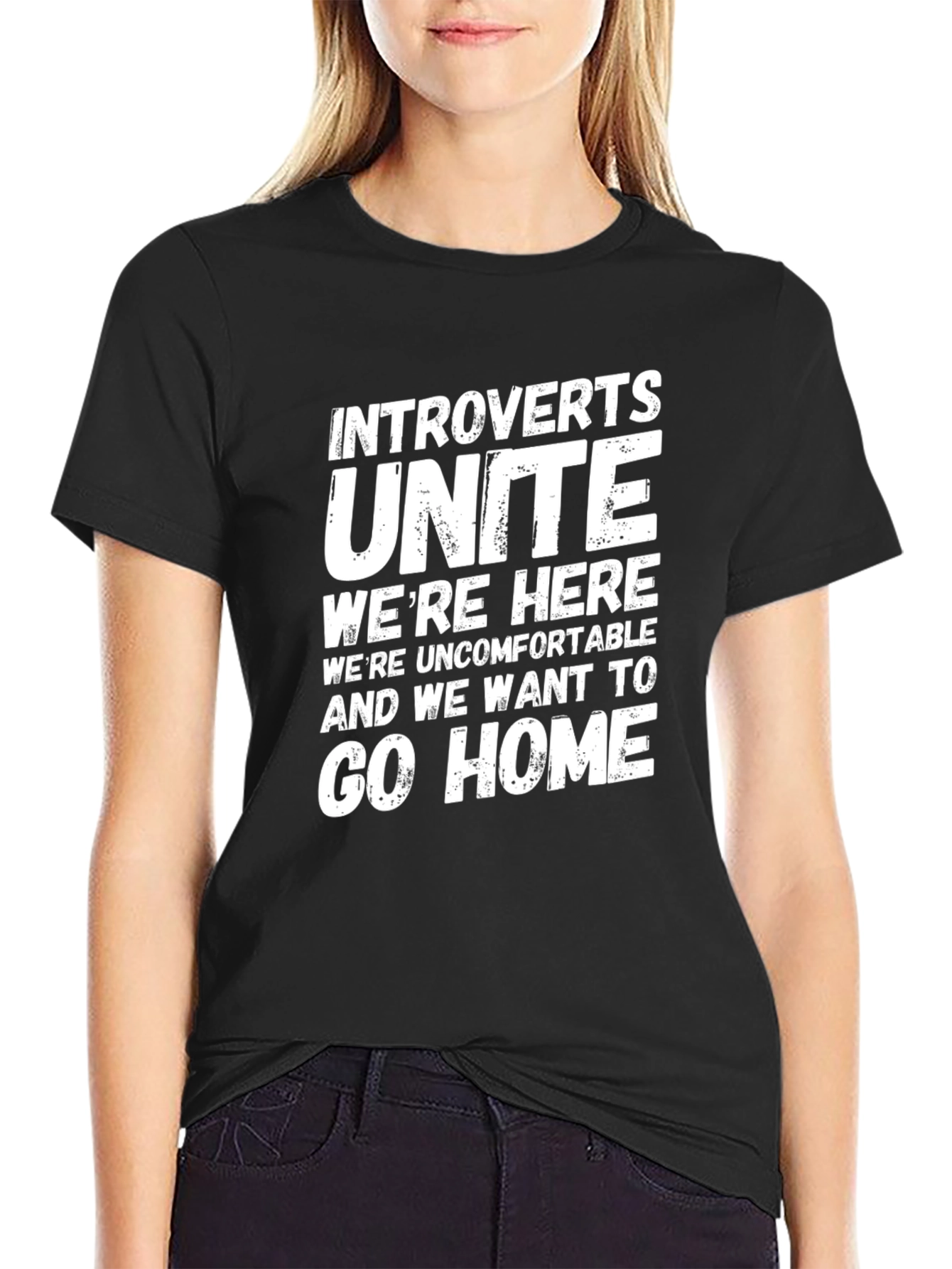 Introverts Unite Slogan T-Shirt - Humorous Tee