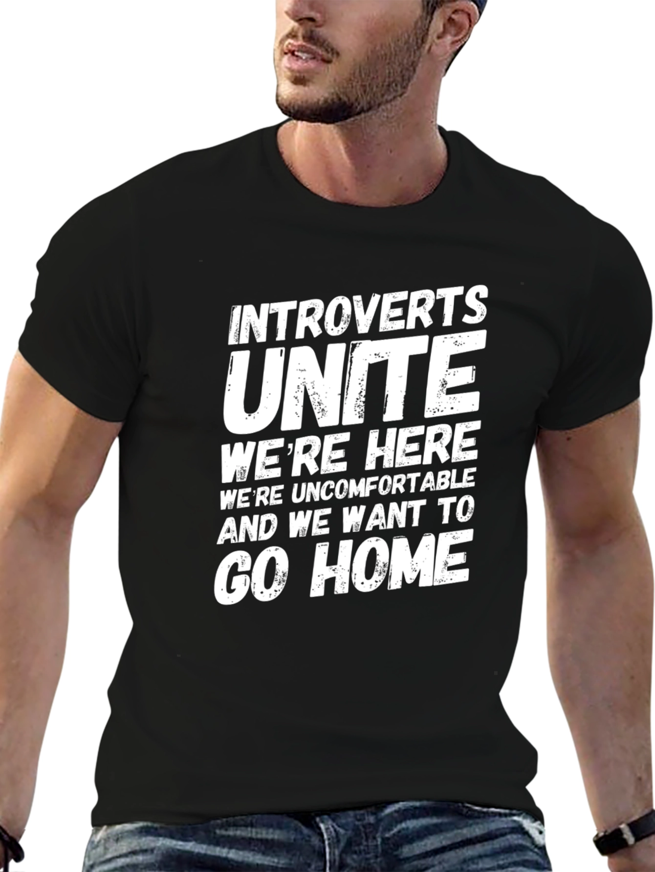 Introverts Unite Slogan T-Shirt - Humorous Tee