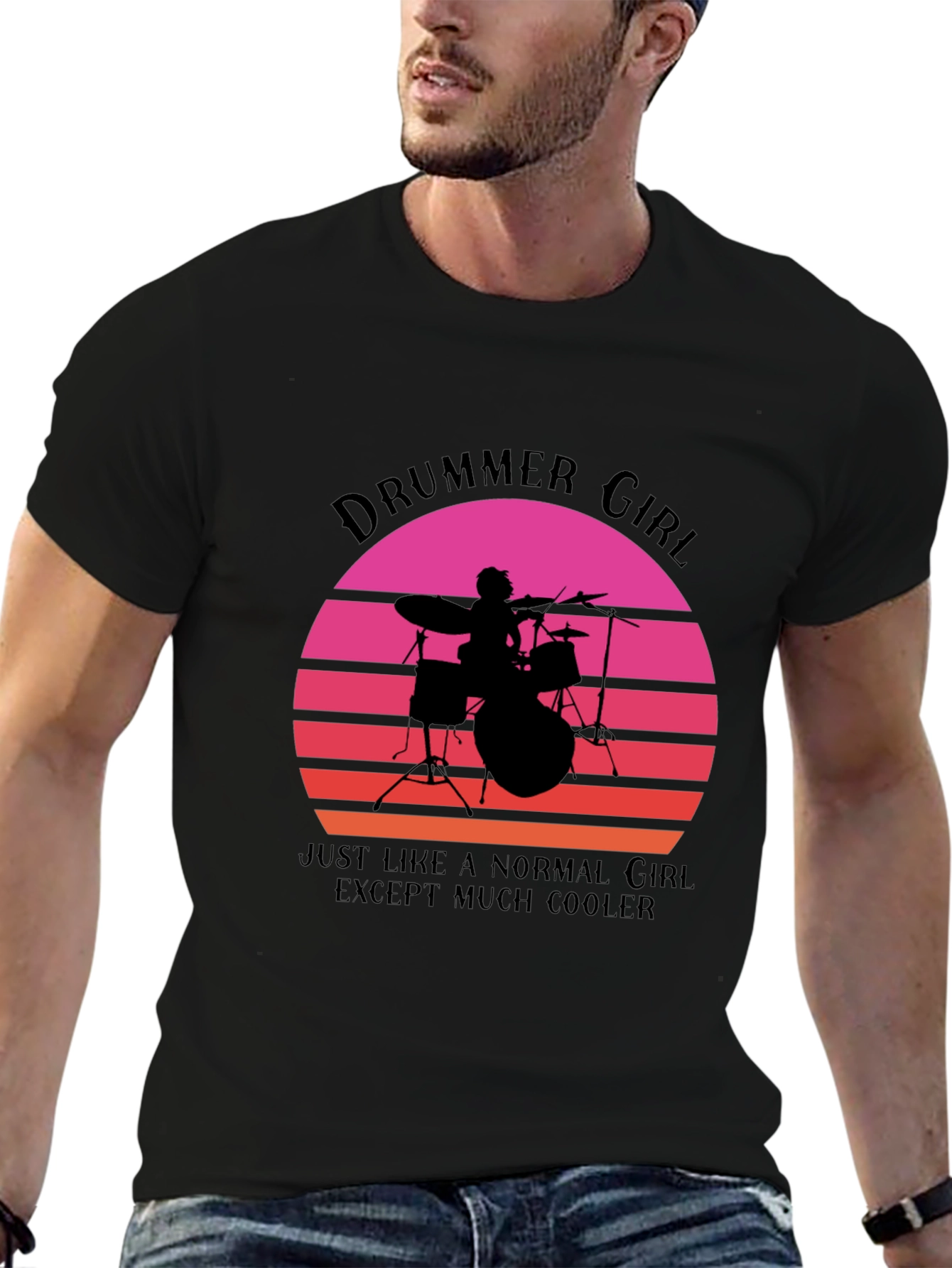 Drummer Girl Graphic T-Shirt - Cool Music Lover Tee