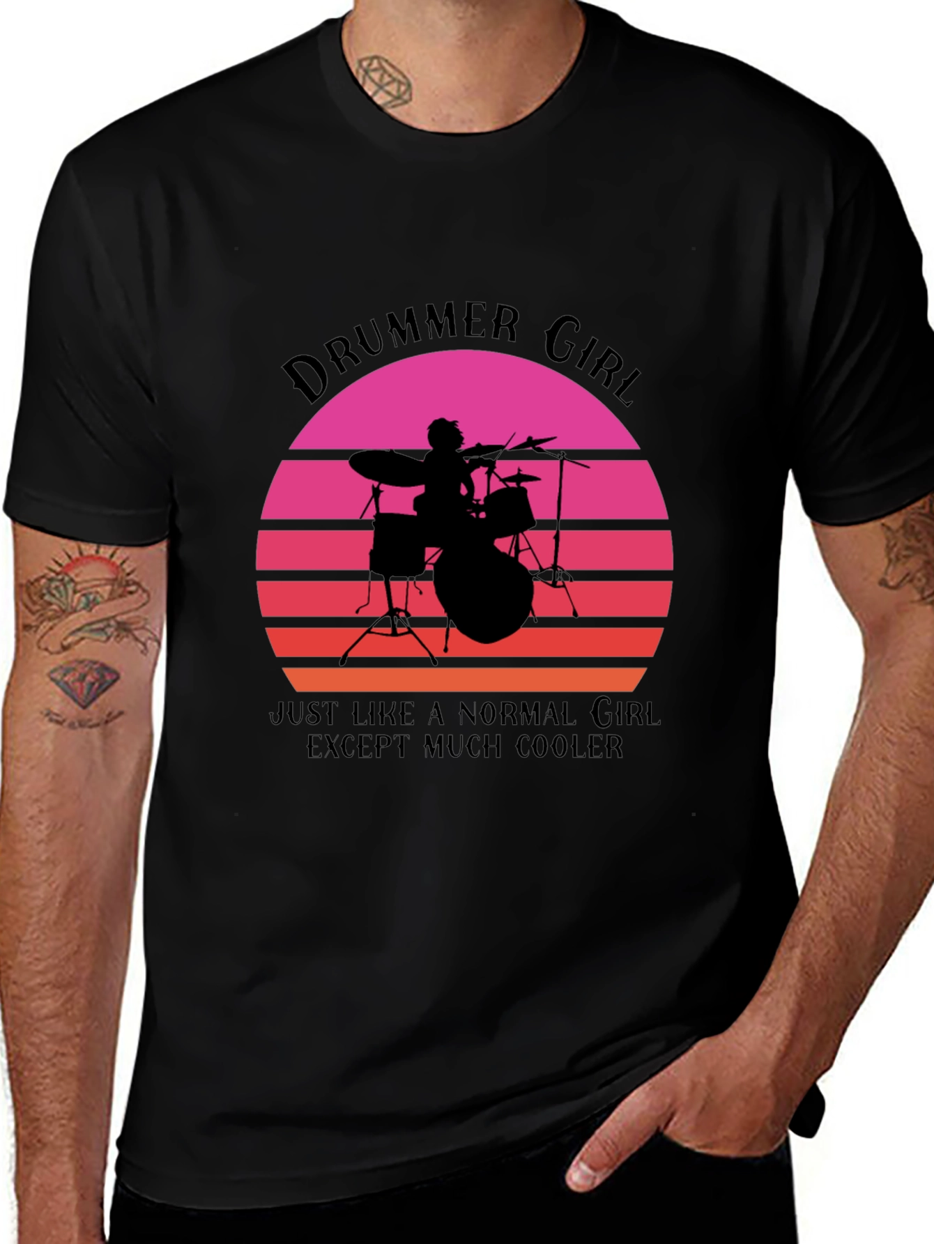 Drummer Girl Graphic T-Shirt - Cool Music Lover Tee