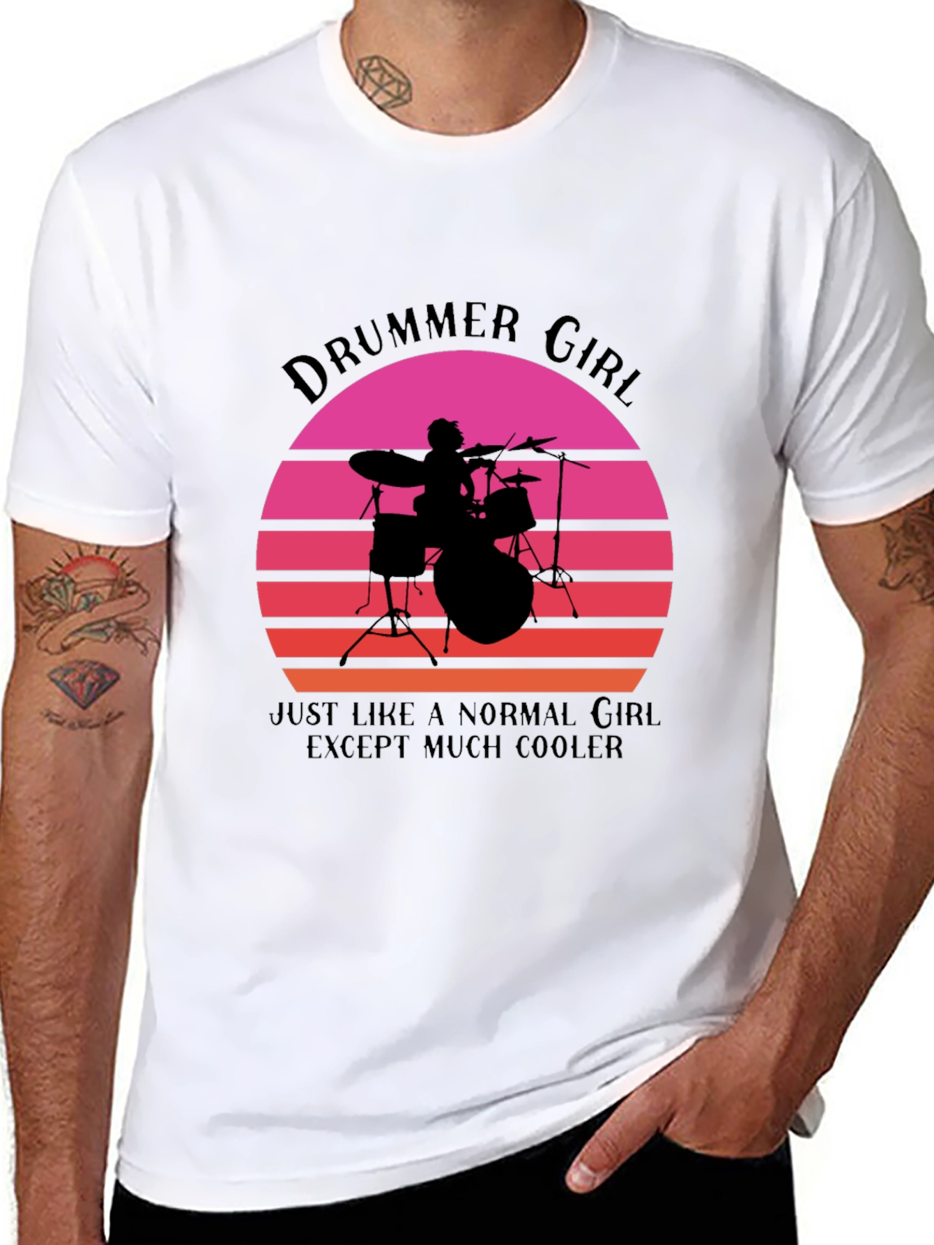 Drummer Girl Graphic T-Shirt - Cool Music Lover Tee