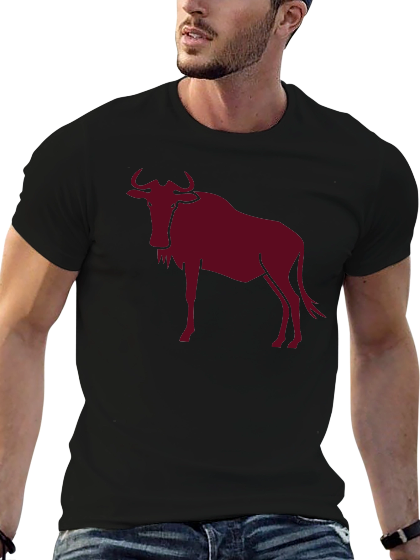 Wildebeest Graphic Tee - Bold Animal Print Shirt