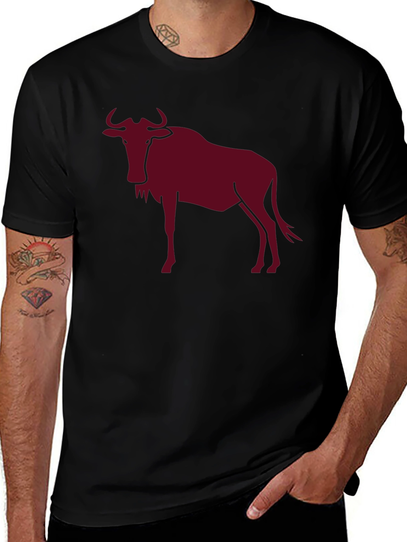 Wildebeest Graphic Tee - Bold Animal Print Shirt