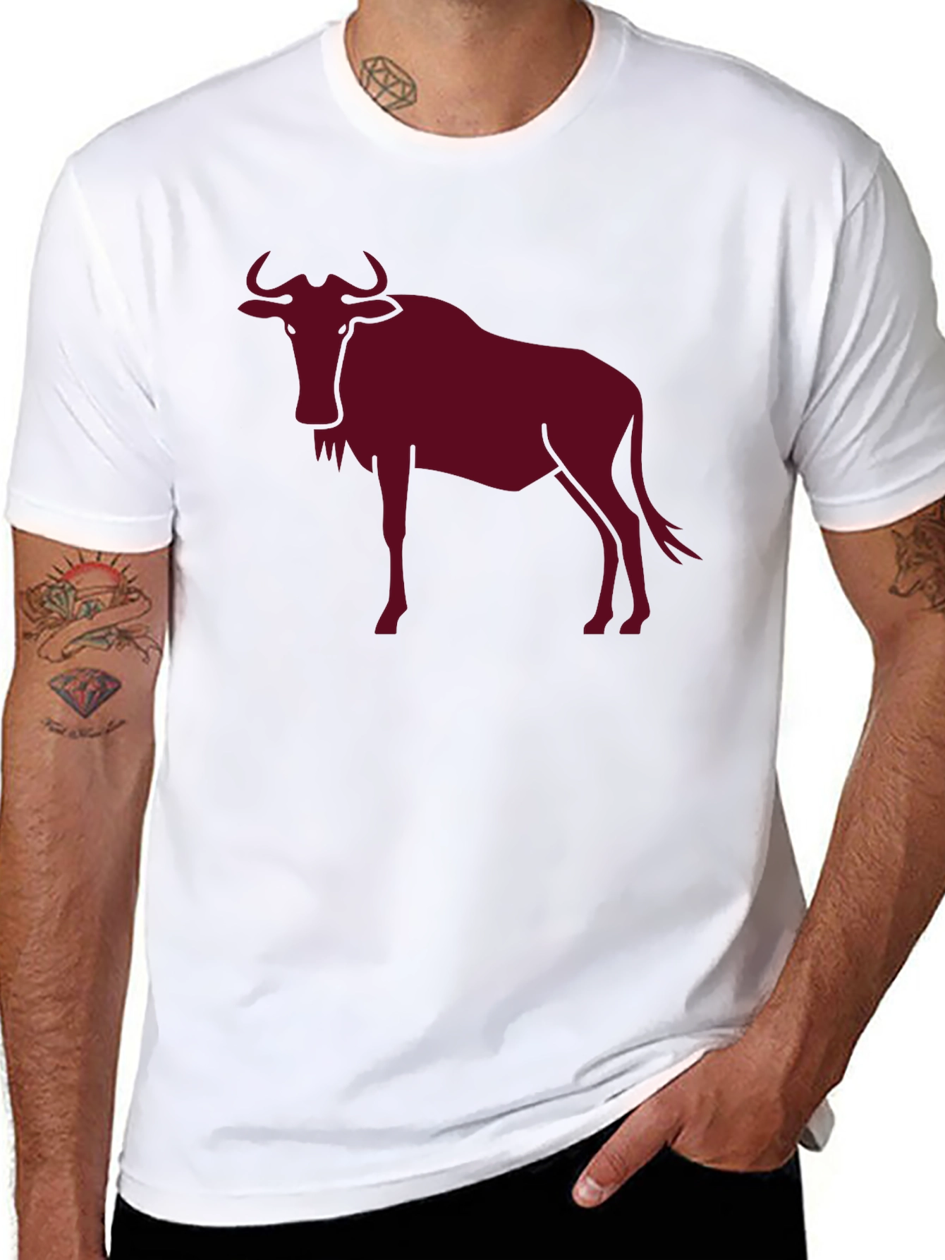 Wildebeest Graphic Tee - Bold Animal Print Shirt