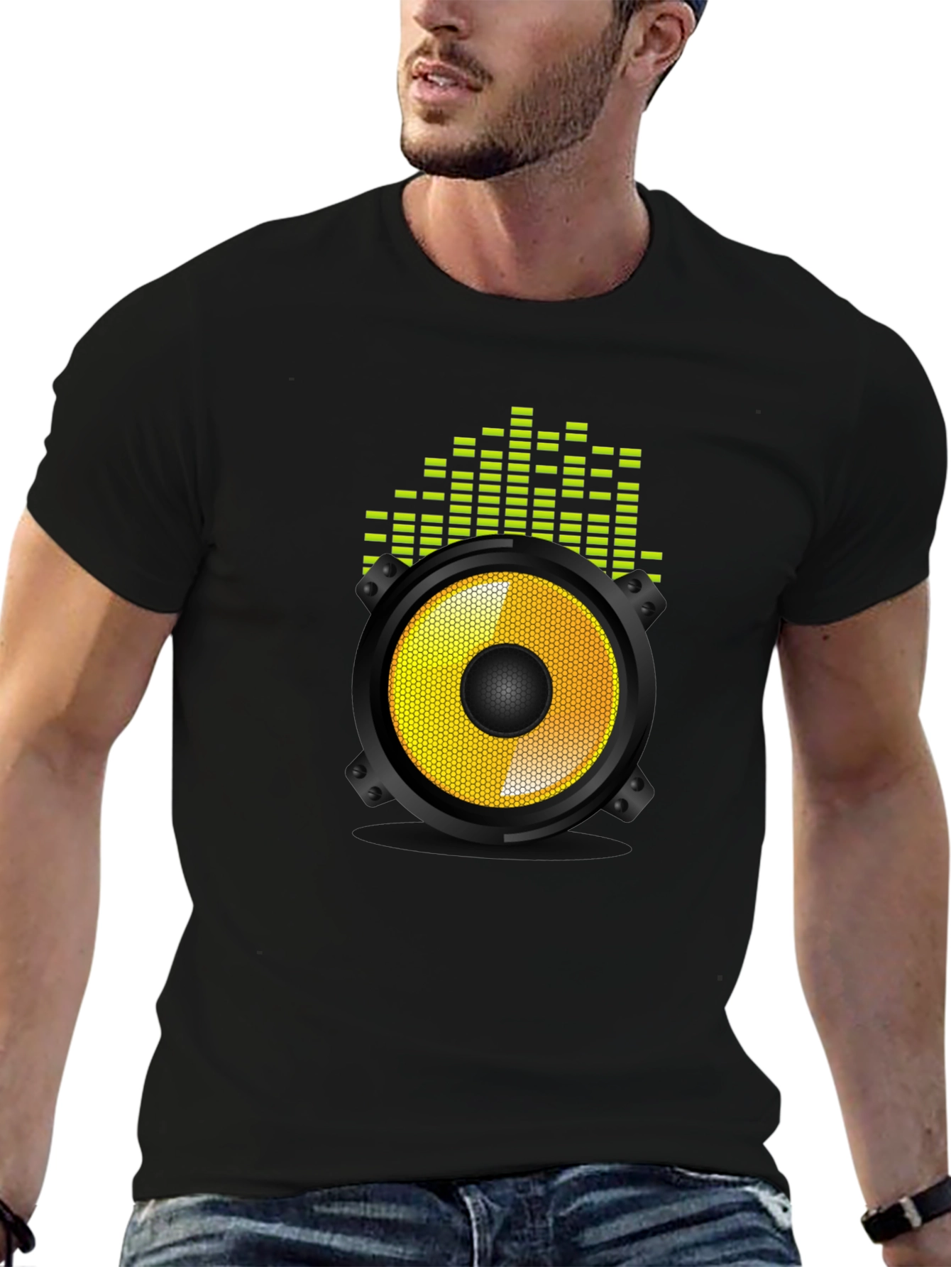 Speaker Graphic Tee - Black Cotton Blend