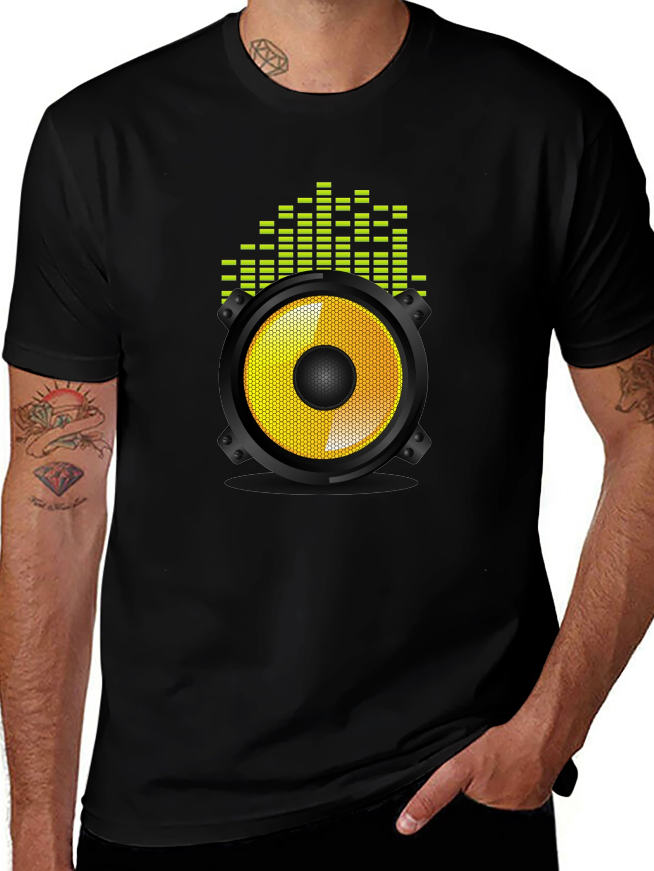 Speaker Graphic Tee - Black Cotton Blend