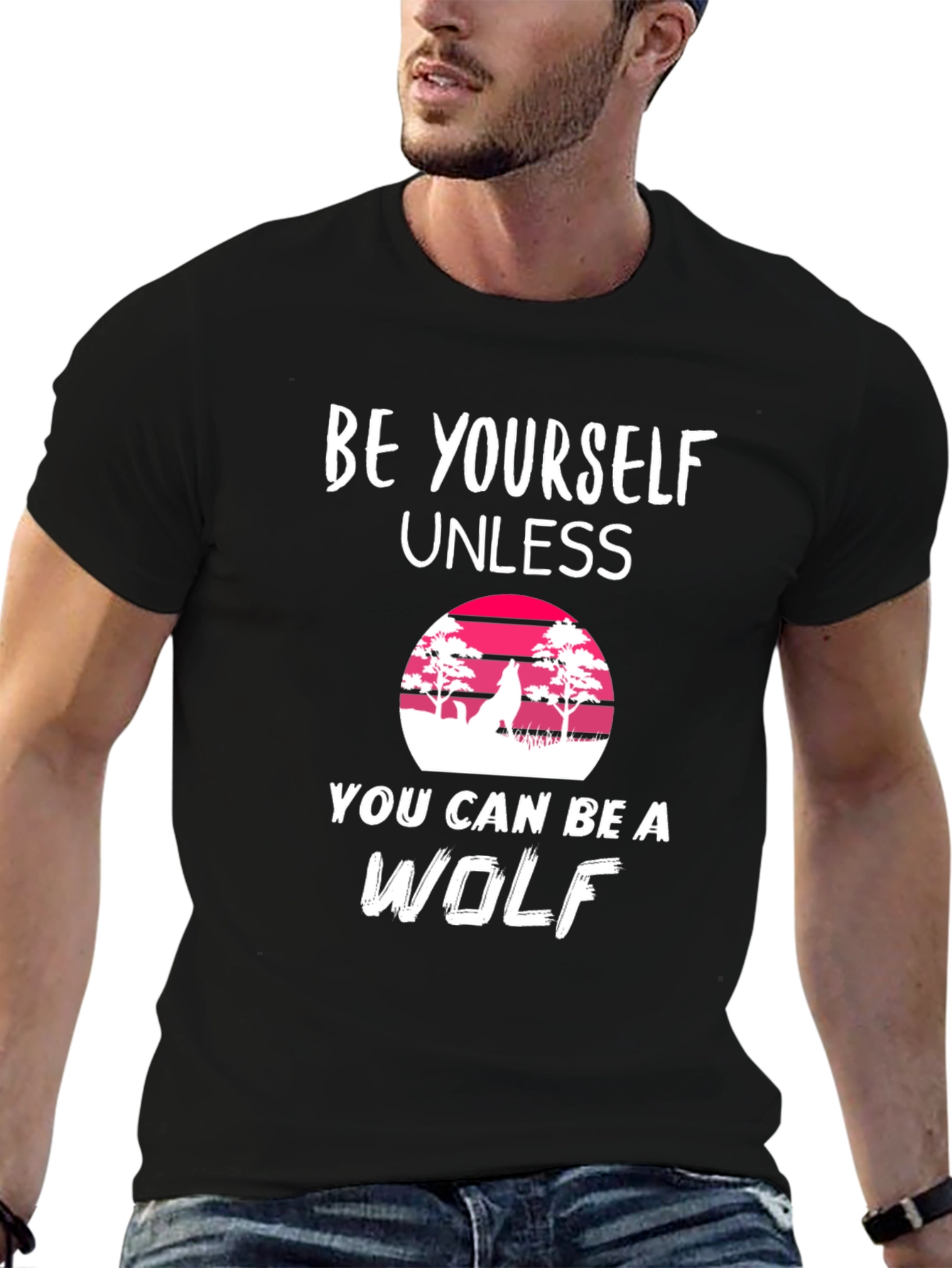 Be Yourself Wolf Graphic Tee - Black
