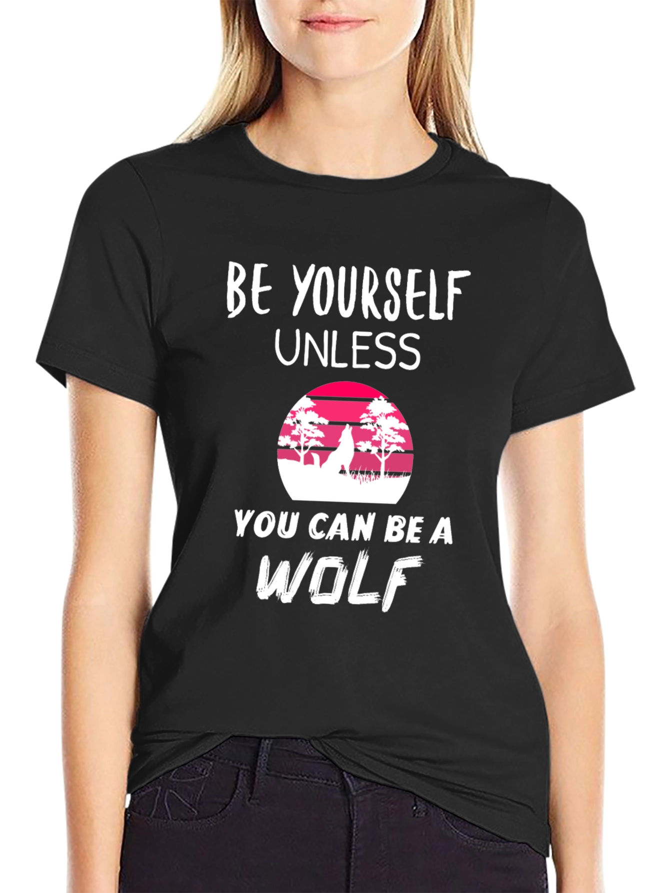 Be Yourself Wolf Graphic Tee - Black