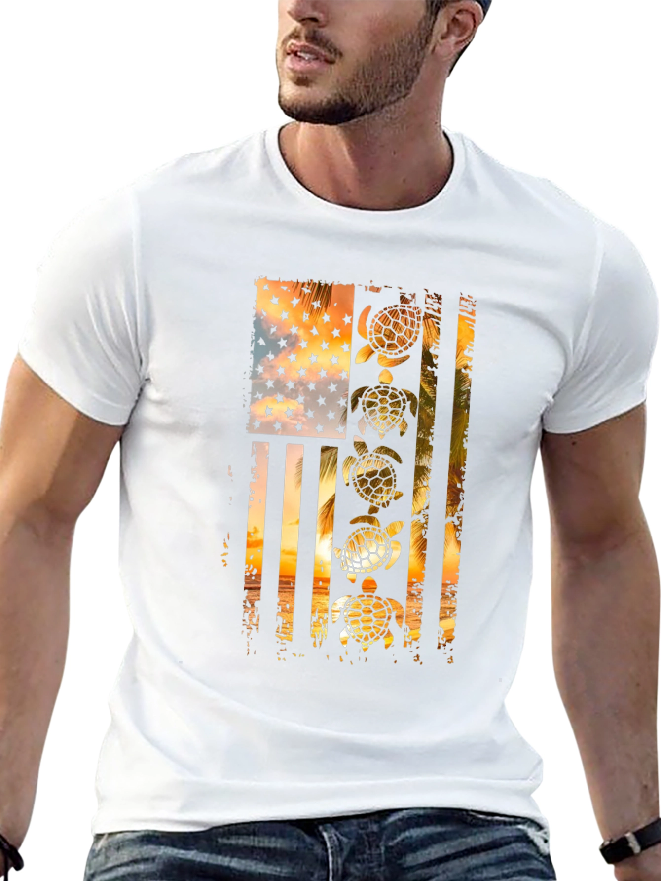 American Flag Sea Turtle Graphic Tee