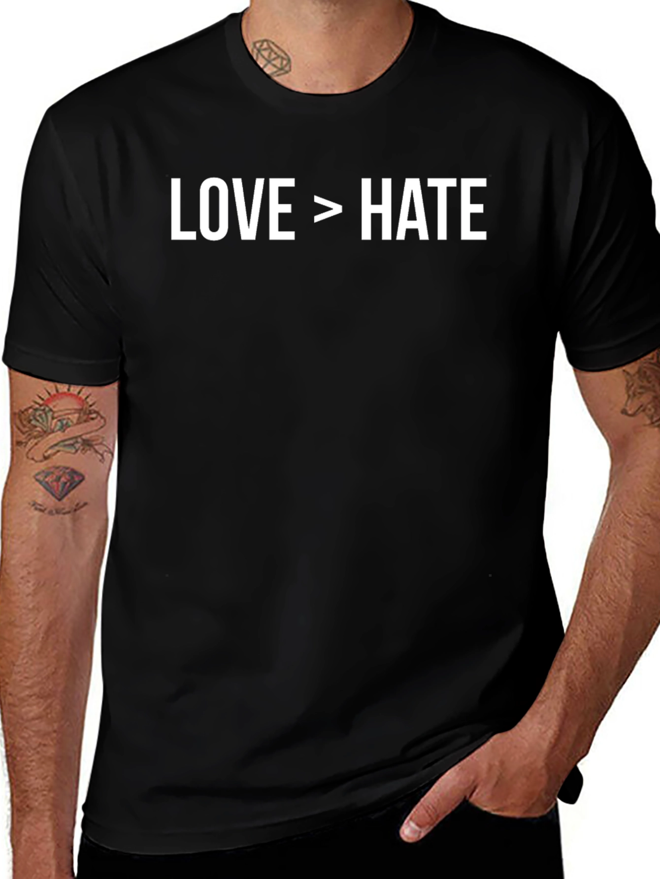 Love Over Hate Graphic Tee - Black Cotton T-Shirt