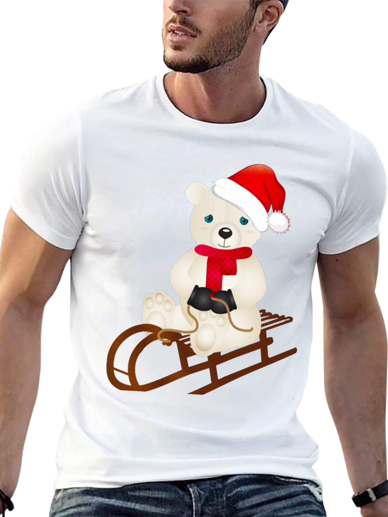 Festive Polar Bear Sledding T-Shirt
