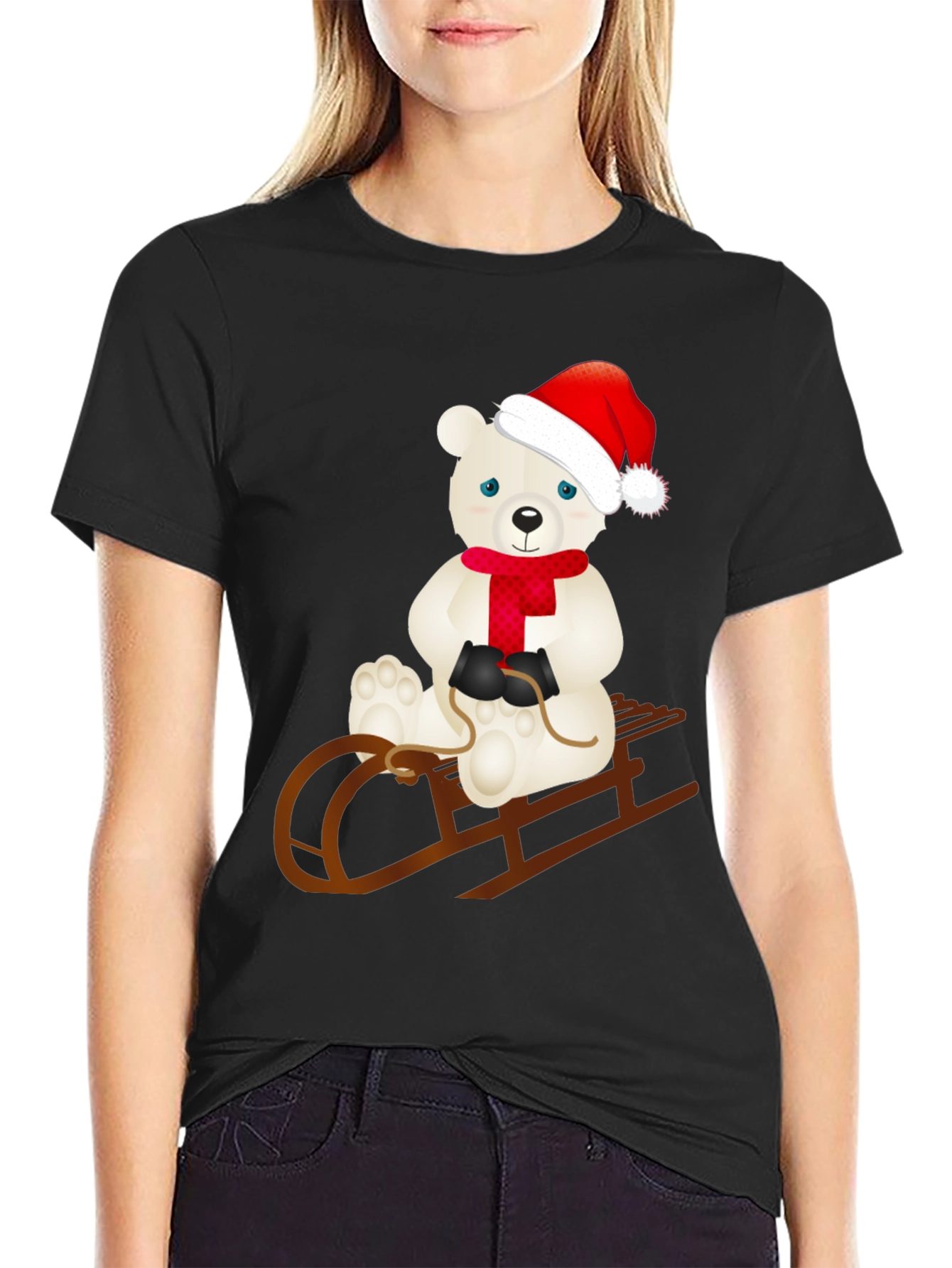 Festive Polar Bear Sledding T-Shirt