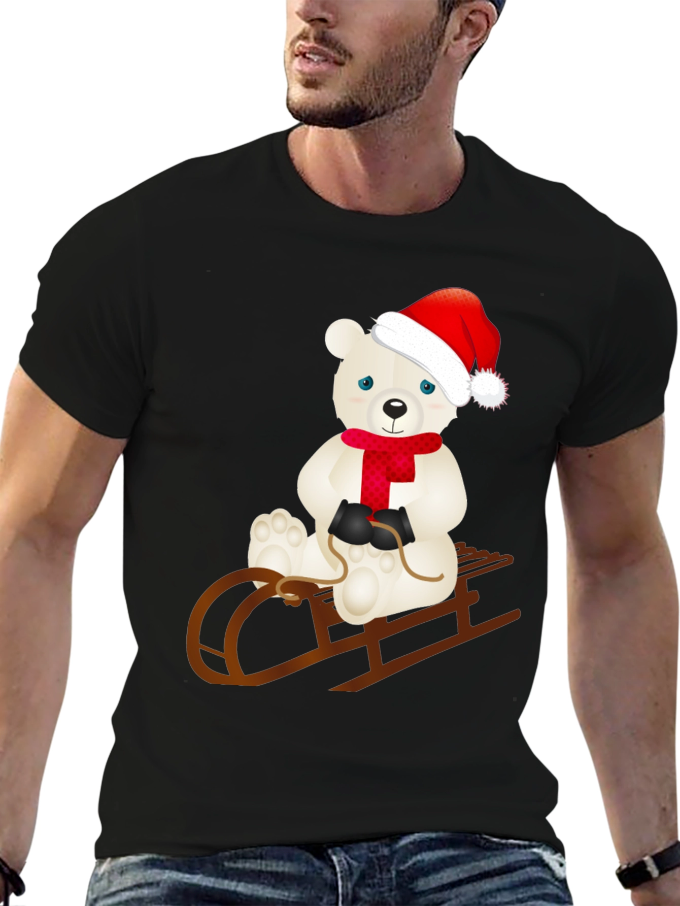 Festive Polar Bear Sledding T-Shirt