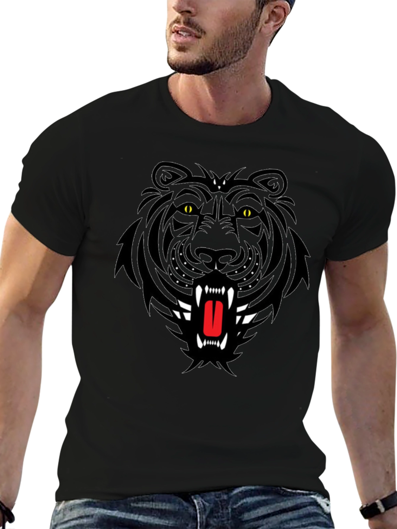 Black Tiger Graphic Tee - Bold Streetwear Style