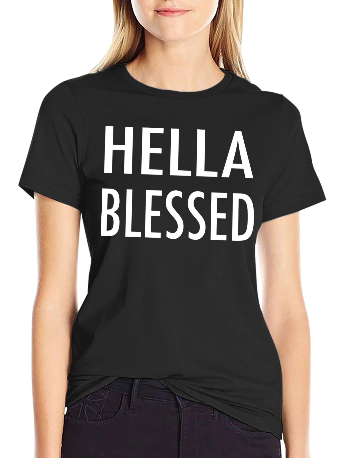 Hella Blessed Graphic Tee - Black Cotton T-Shirt