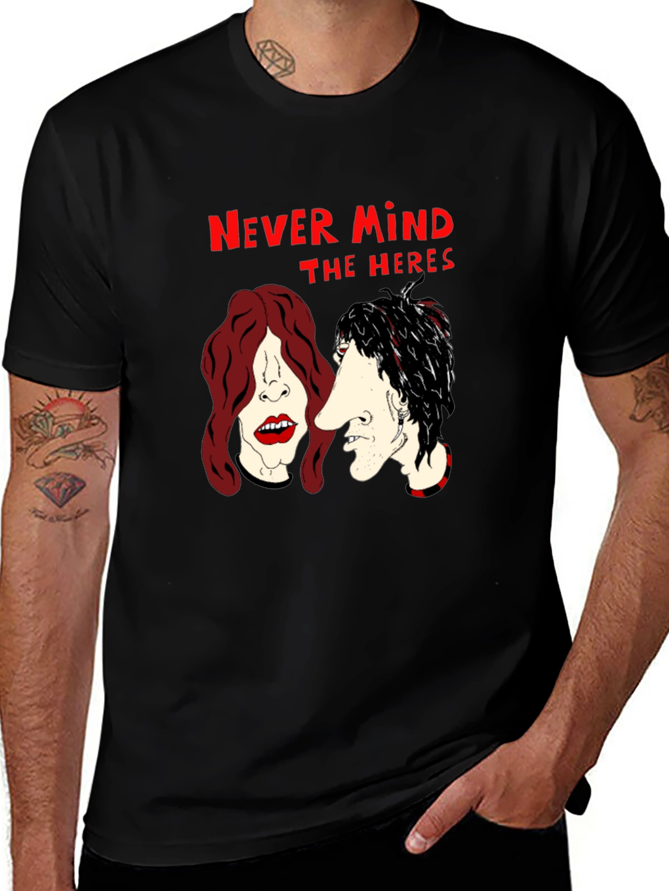 Never Mind the Heres Black Graphic T-Shirt