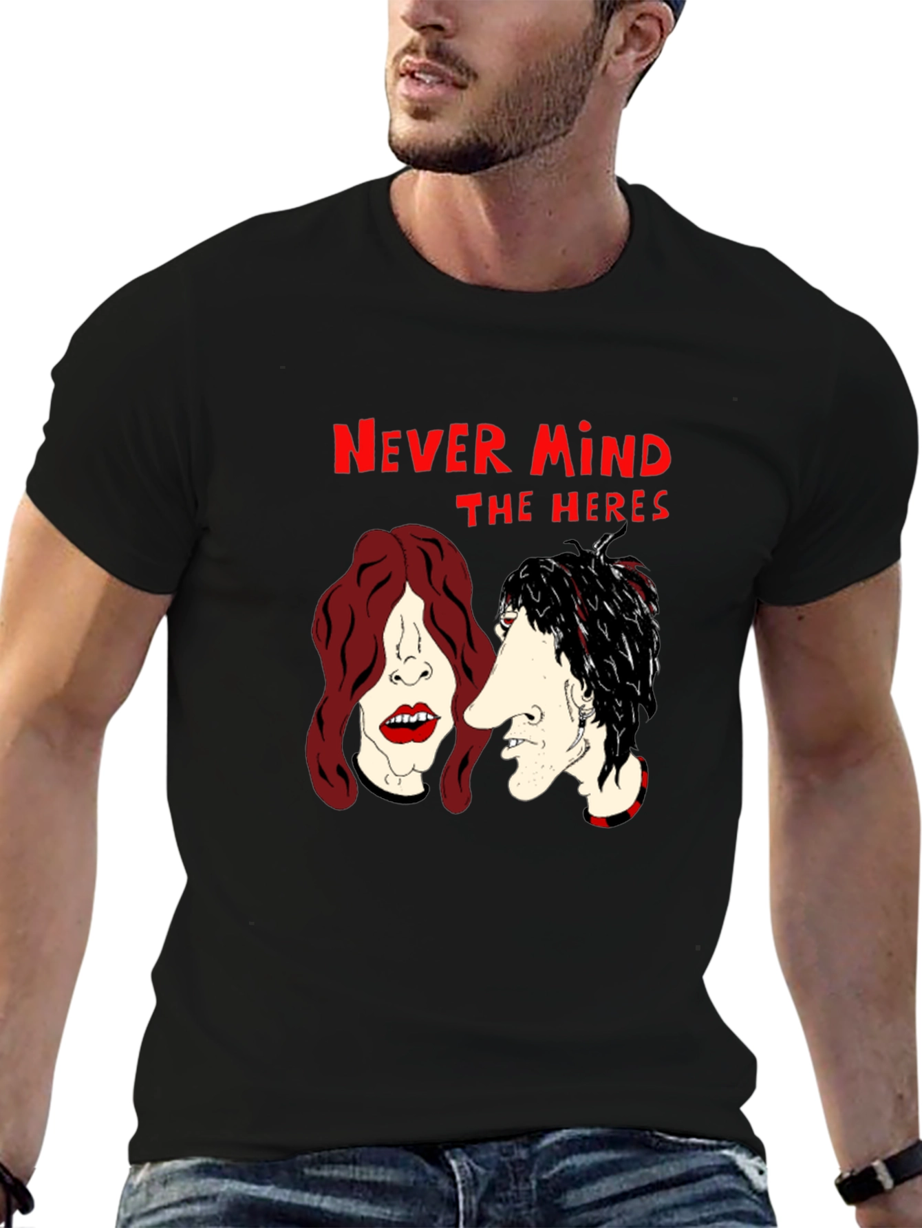 Never Mind the Heres Black Graphic T-Shirt