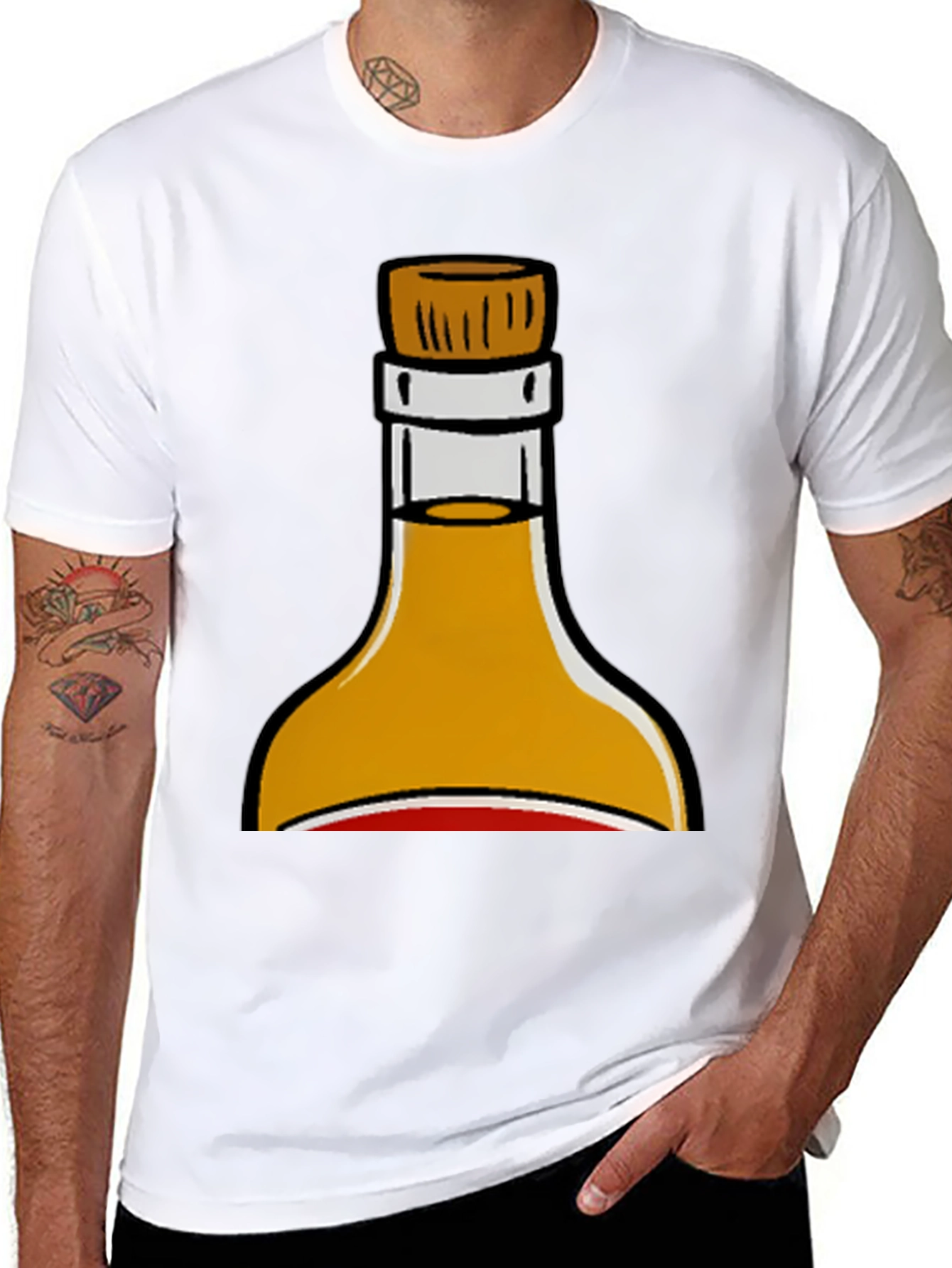 Sauce Bottle Graphic Print Black T-Shirt
