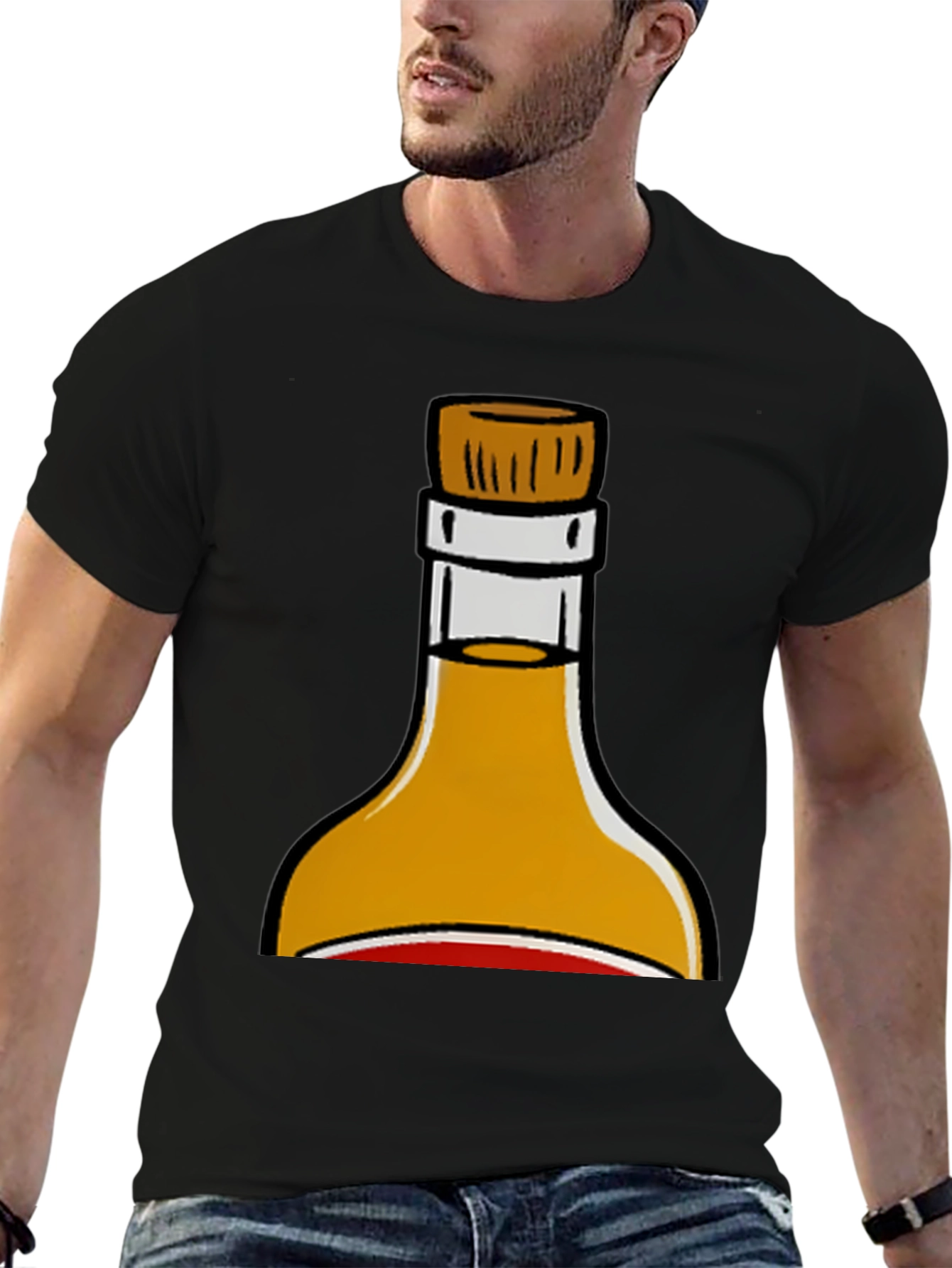 Sauce Bottle Graphic Print Black T-Shirt