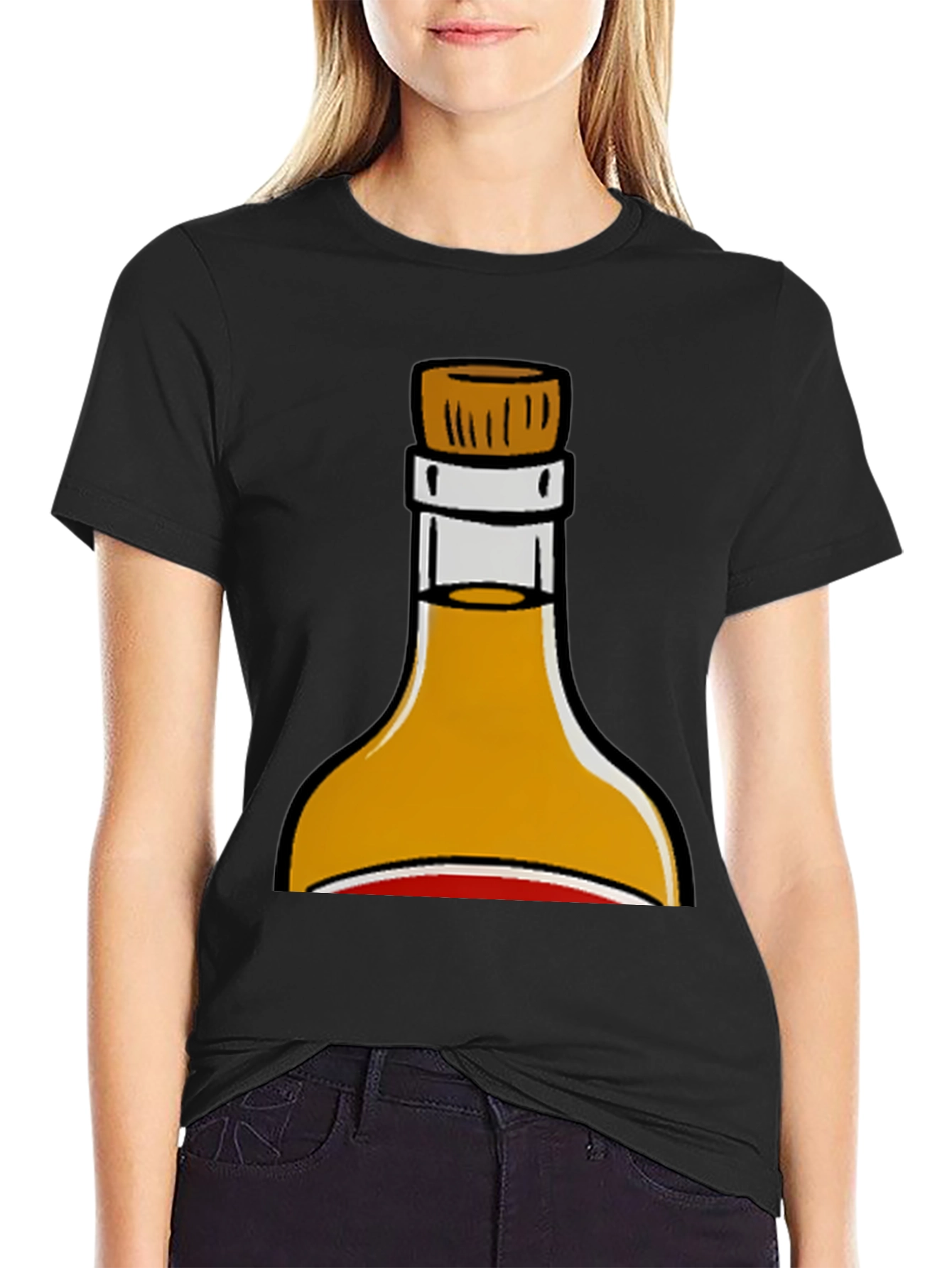 Sauce Bottle Graphic Print Black T-Shirt