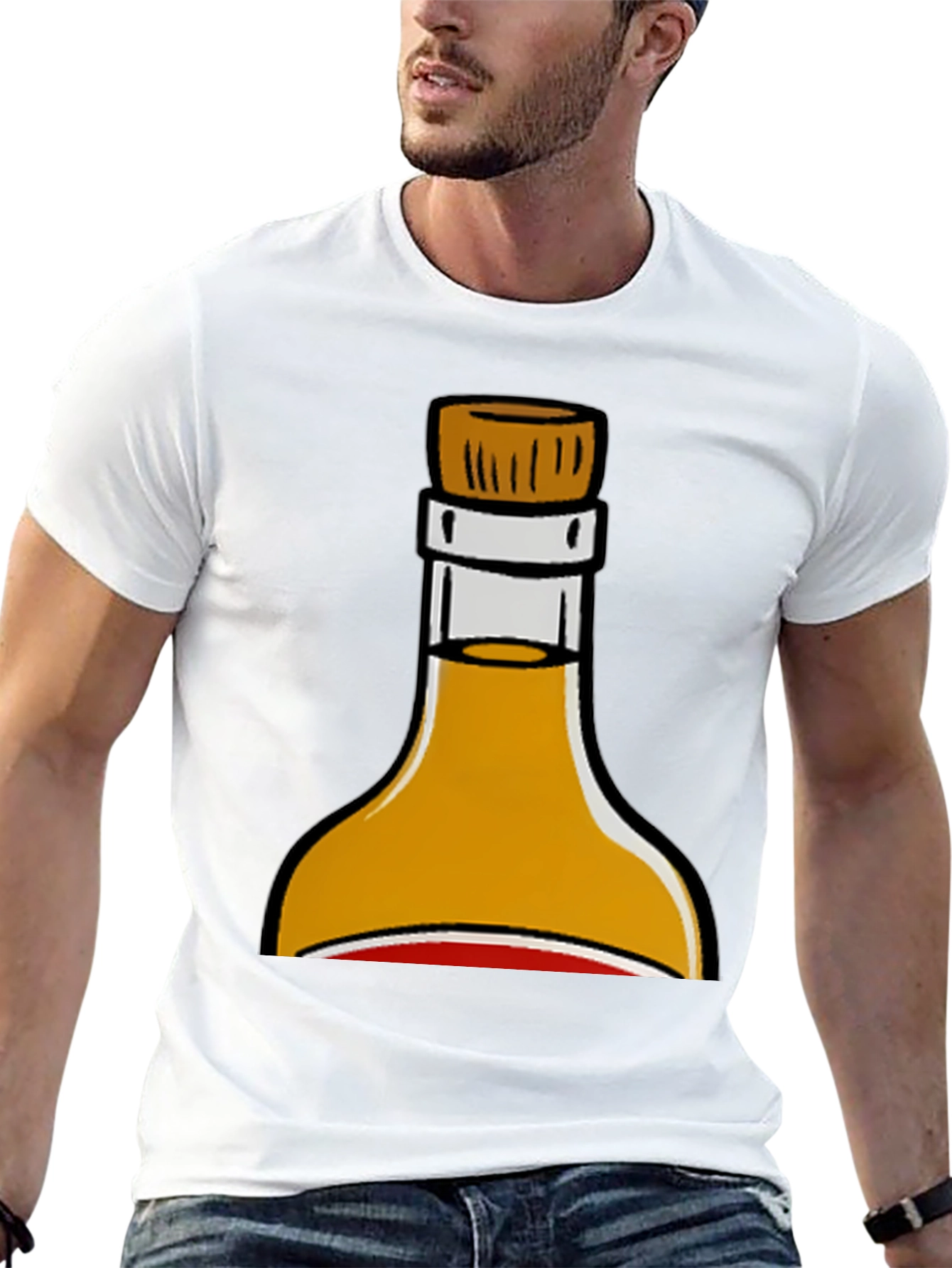 Sauce Bottle Graphic Print Black T-Shirt
