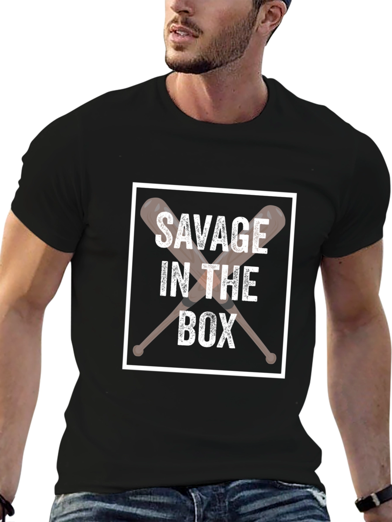Savage in the Box Graphic Tee - Baseball T-Shirt