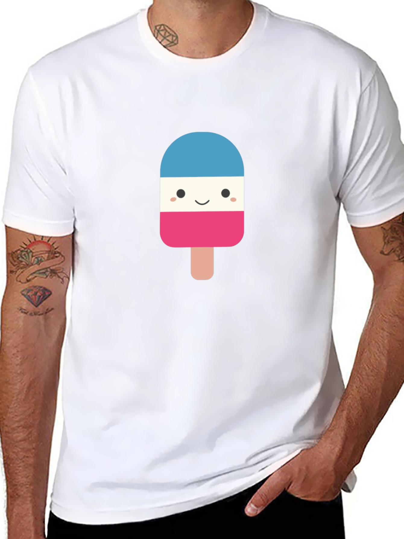 Novelty Popsicle Graphic Tee - Black Cotton Blend