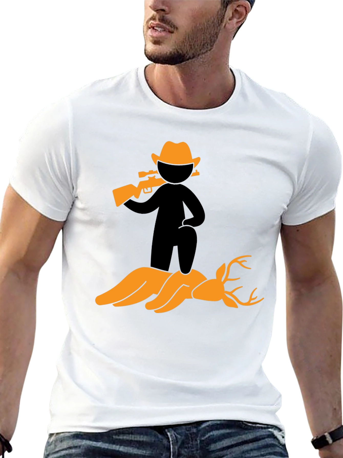 Hunter and Deer Graphic Tee - Bold Statement Shirt