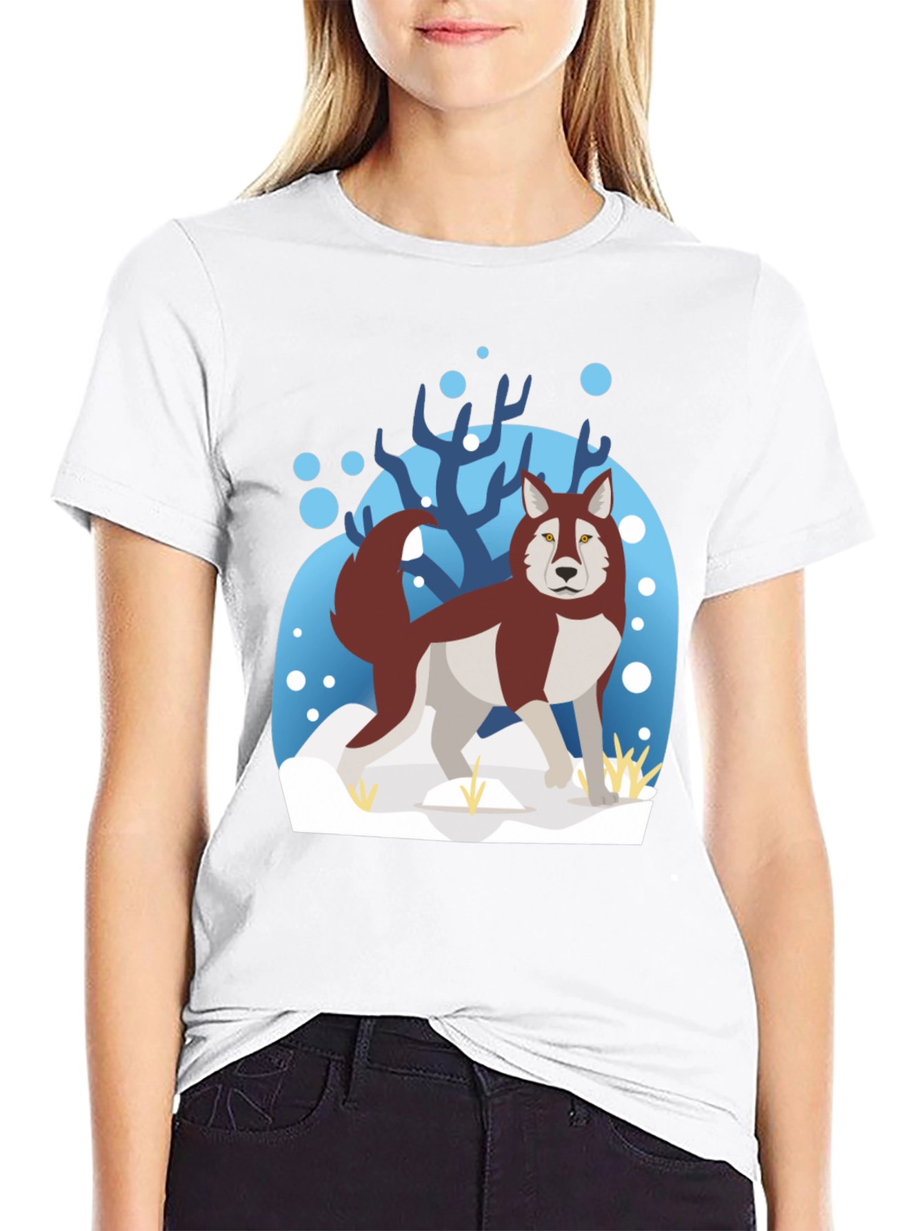 Husky Winter Scene Graphic Tee