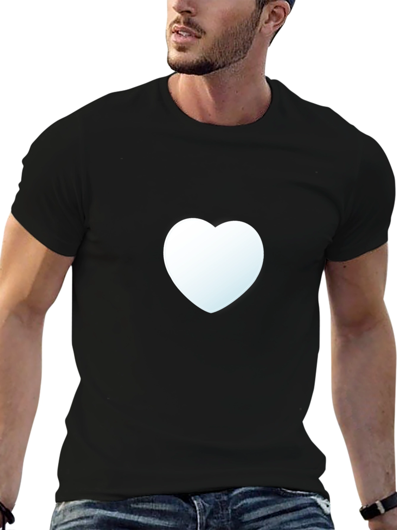 Heart Graphic Tee - Black Cotton Casual Shirt