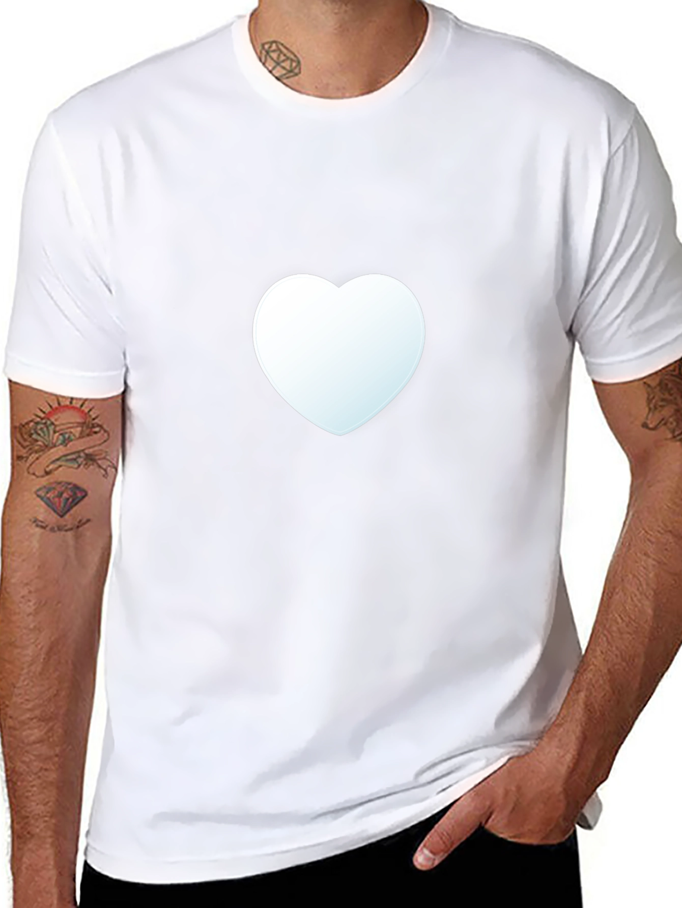 Heart Graphic Tee - Black Cotton Casual Shirt