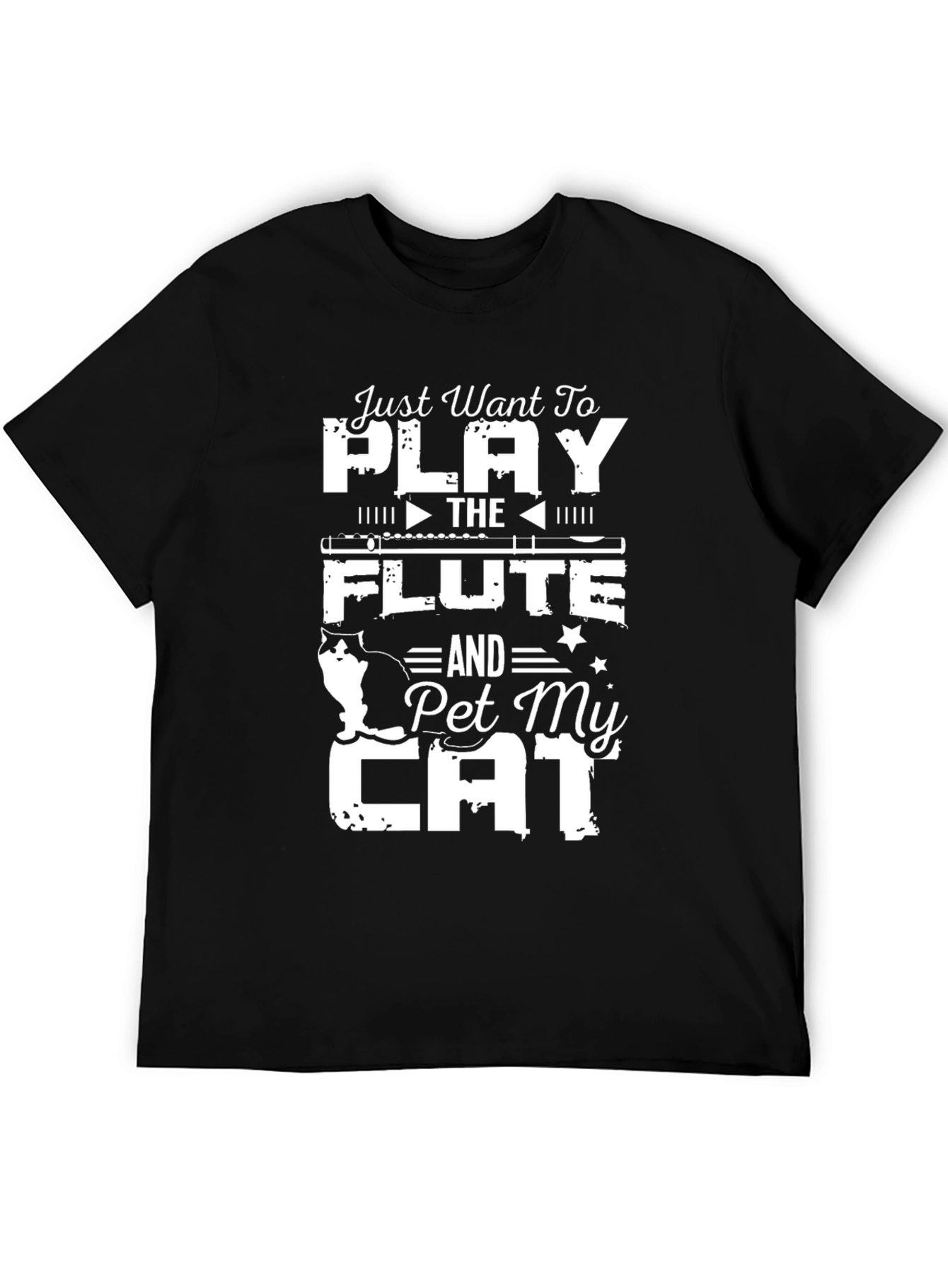 Play Flute & Pet Cat T-Shirt Black