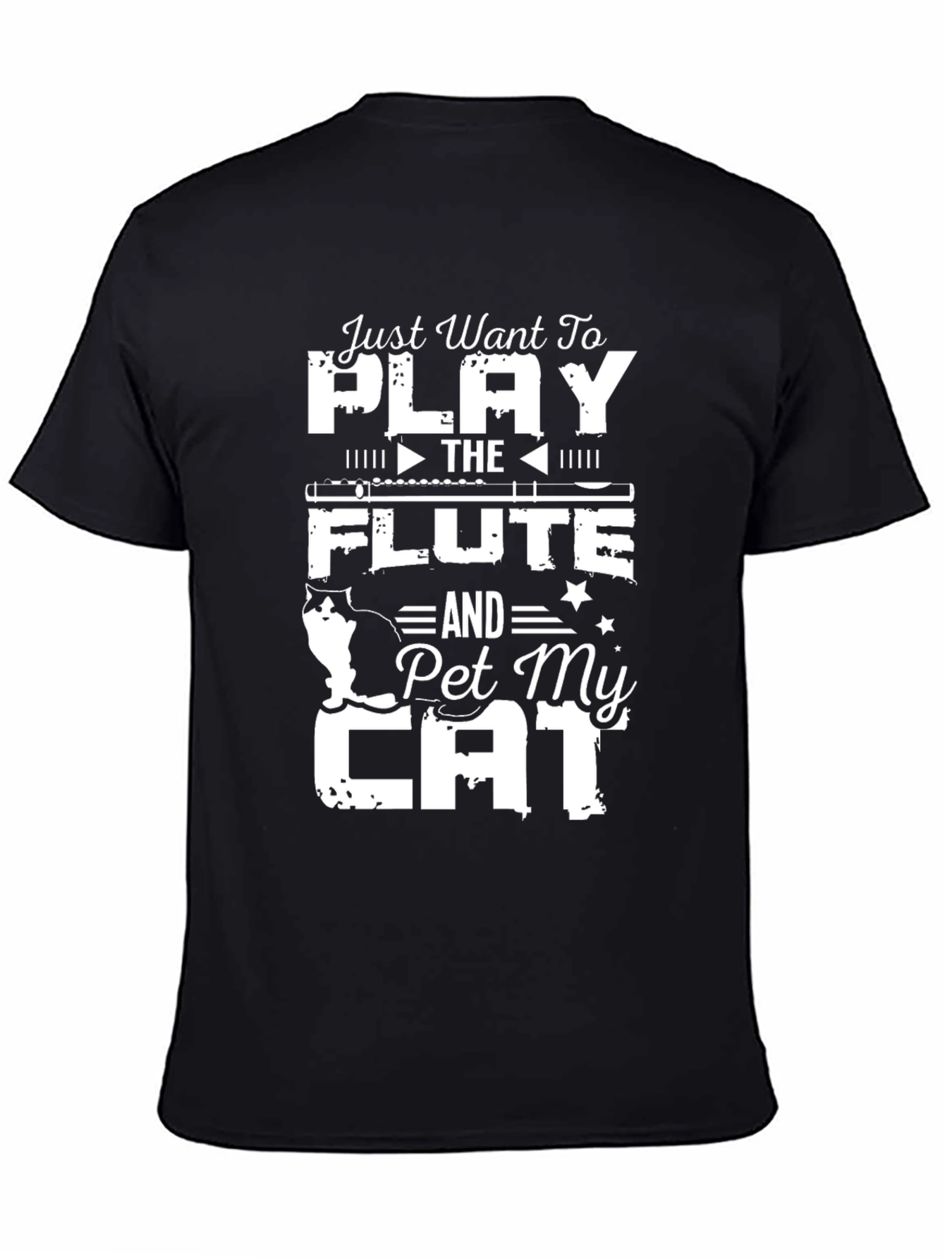 Play Flute & Pet Cat T-Shirt Black