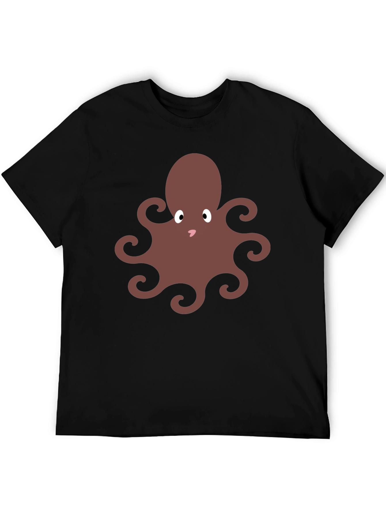 Cute Octopus Graphic Tee - Black Cotton Blend Shirt