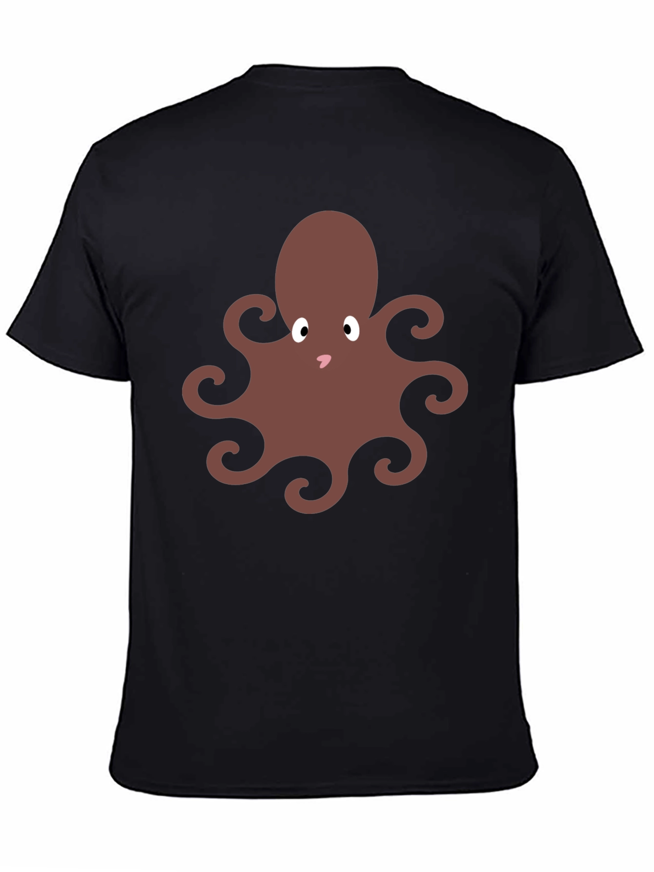 Cute Octopus Graphic Tee - Black Cotton Blend Shirt