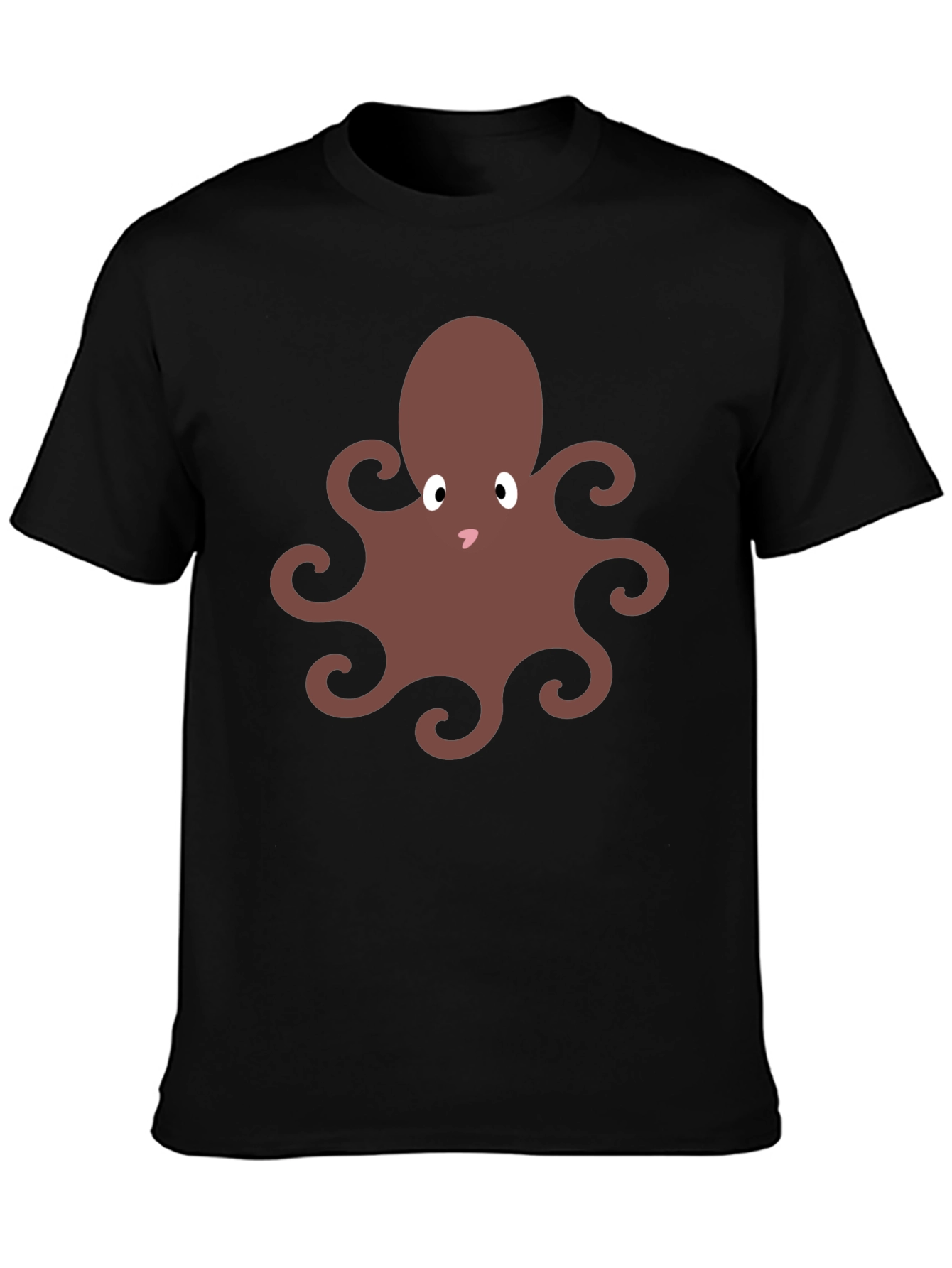 Cute Octopus Graphic Tee - Black Cotton Blend Shirt