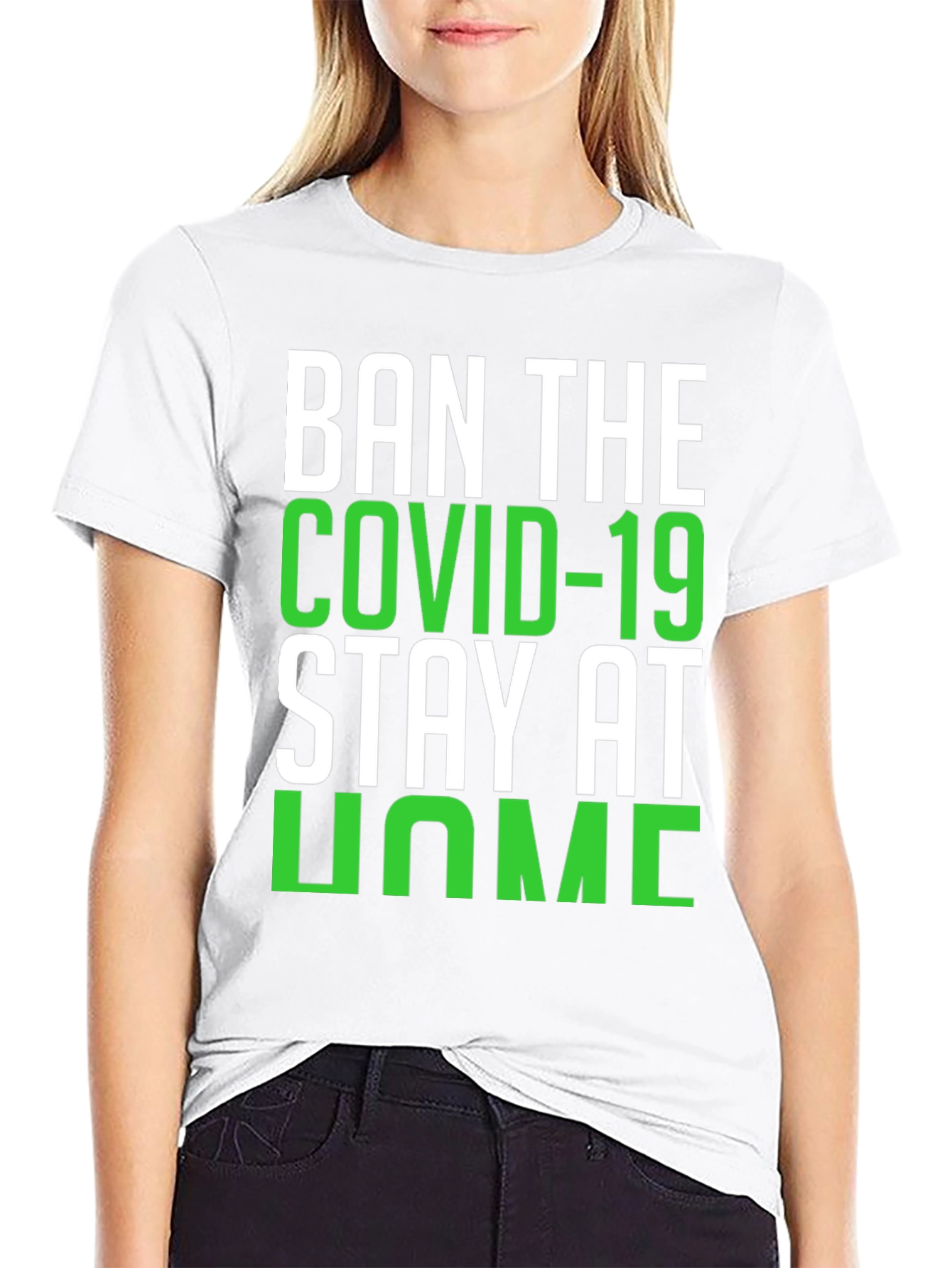 Ban COVID-19 Stay Home Black T-Shirt