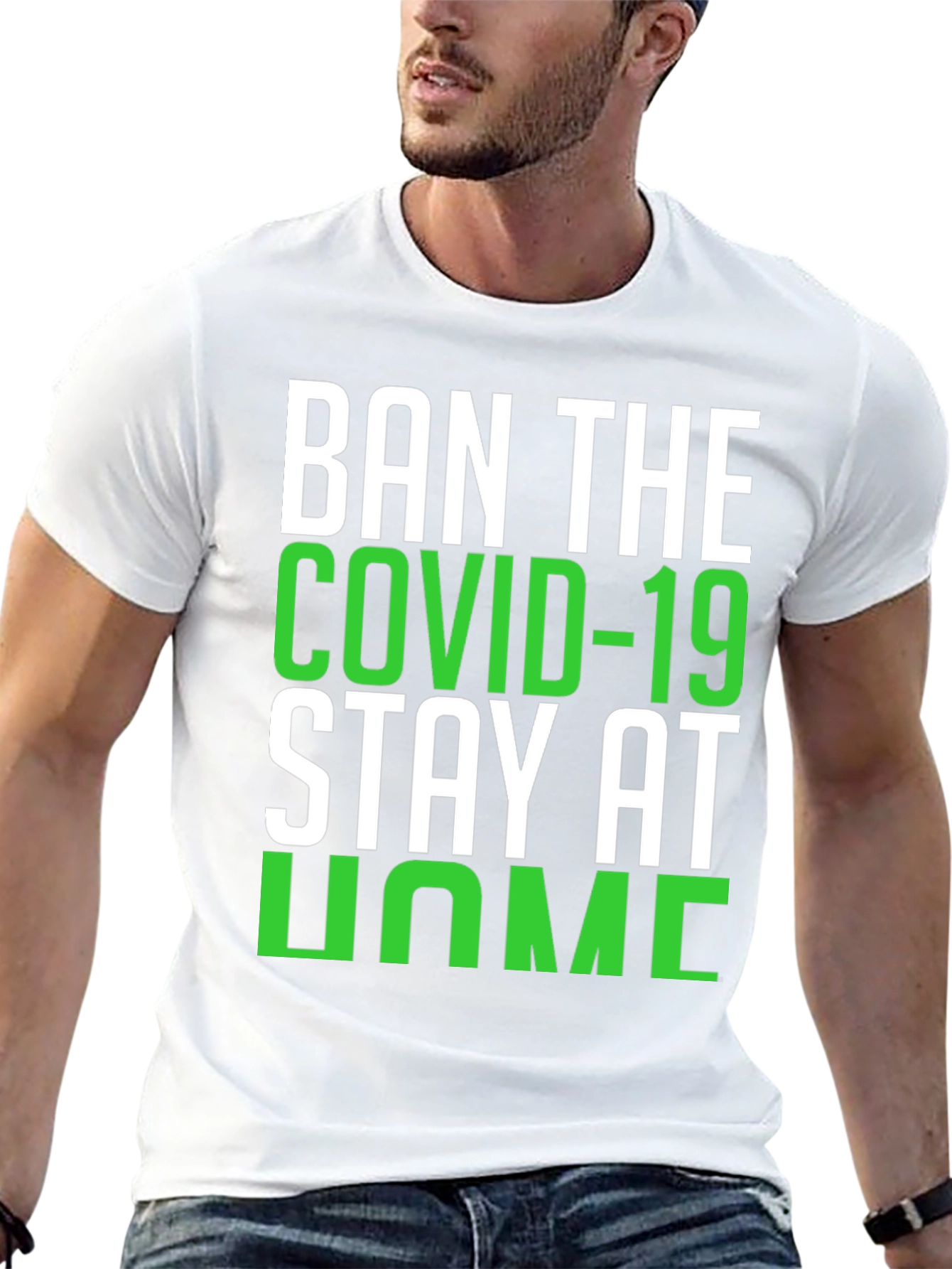 Ban COVID-19 Stay Home Black T-Shirt